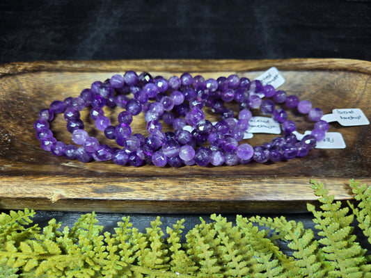 Faceted Amethyst Bracelet 8mm