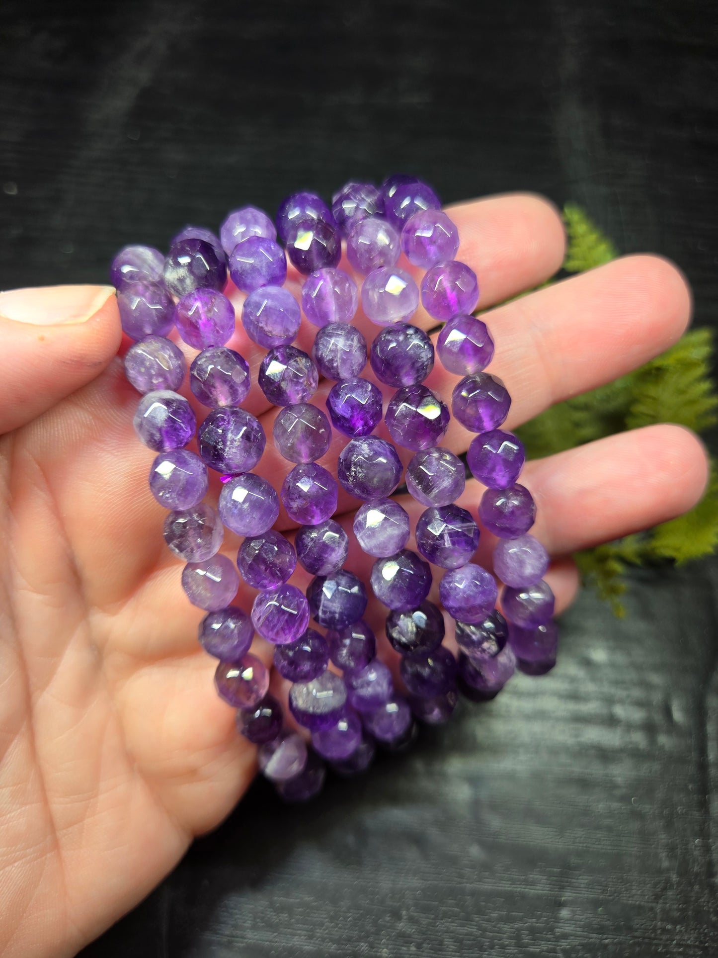 Faceted Amethyst Bracelet 8mm