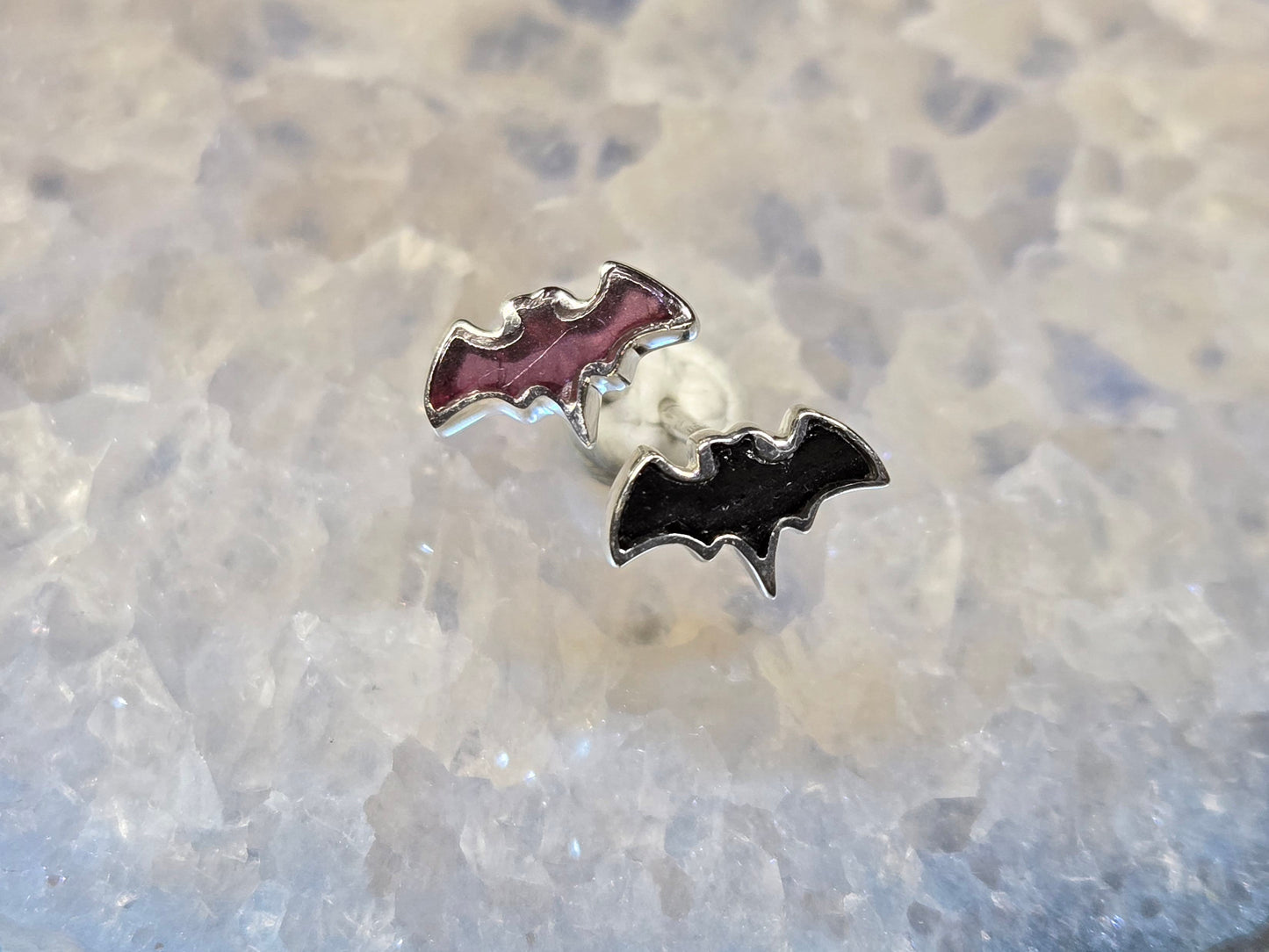 Garnet or Black Tourmaline Bat Stud Earrings