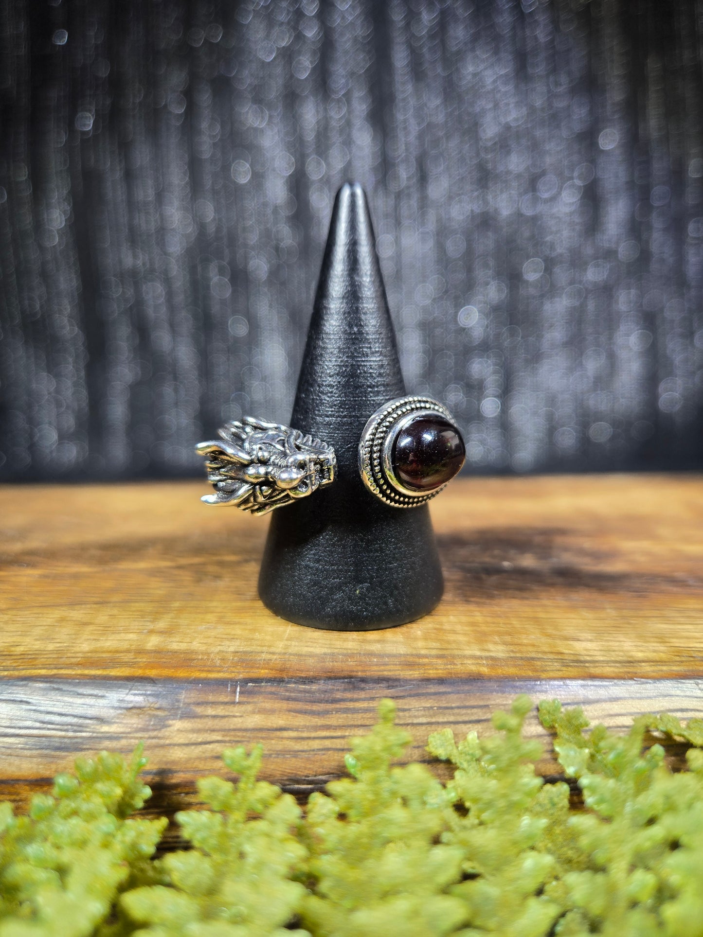 Red Amber & Dragon Adjustable Rings