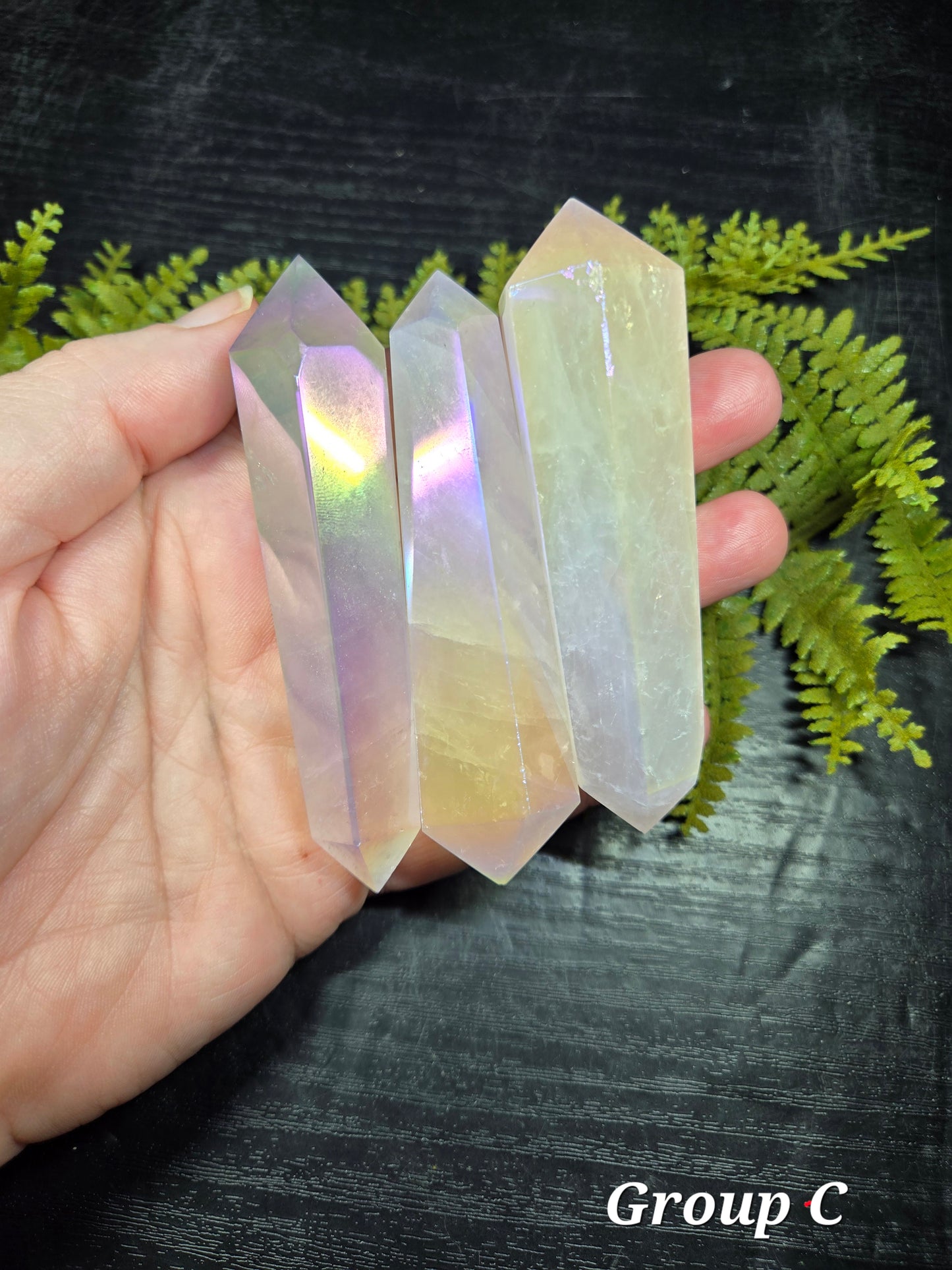Aura Rose Quartz DT (double terminated points)
