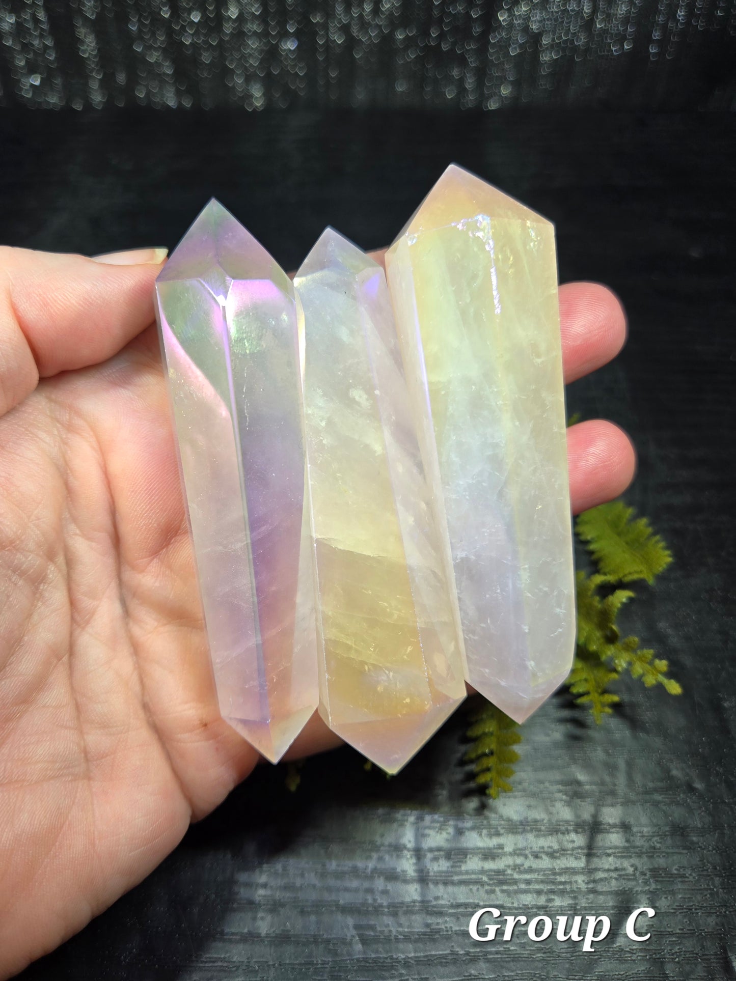 Aura Rose Quartz DT (double terminated points)