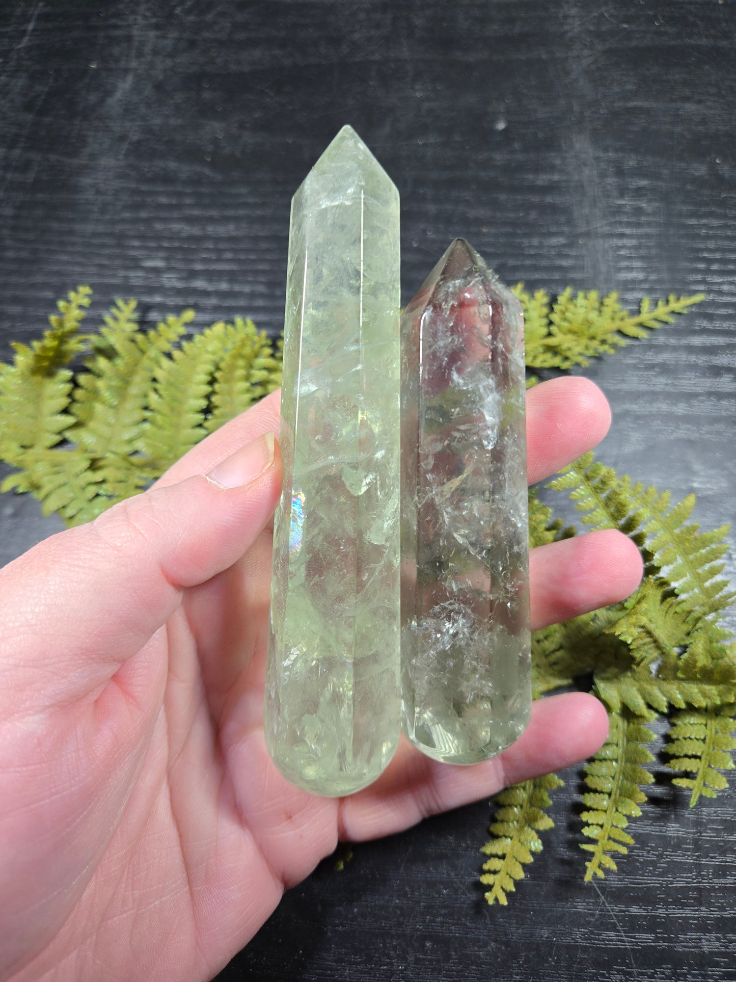 Prasiolite (green amethyst) Wands