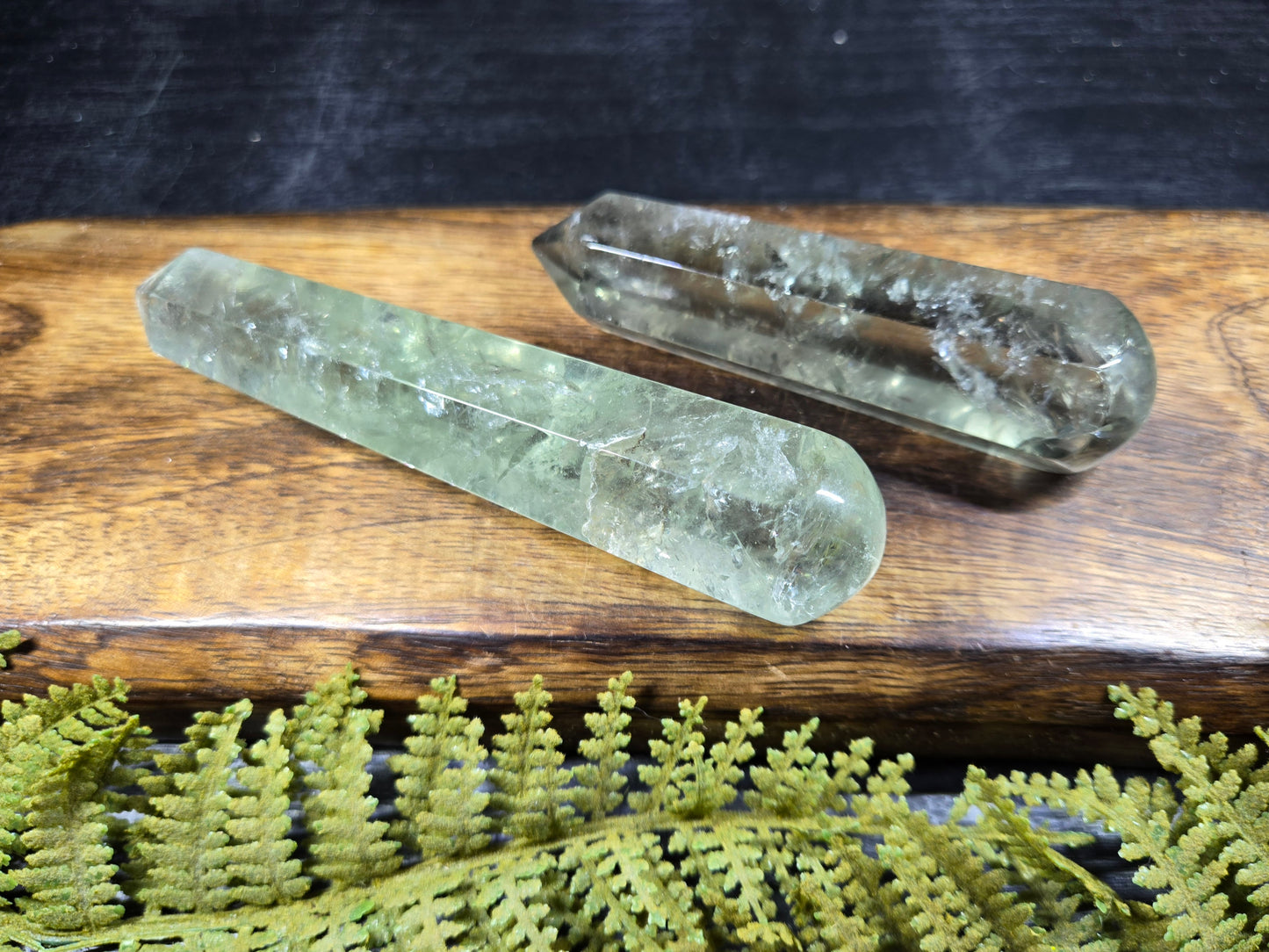 Prasiolite (green amethyst) Wands