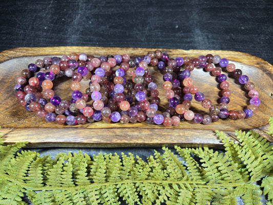 Strawberry Quartz & Amethyst Bracelets (8mm)