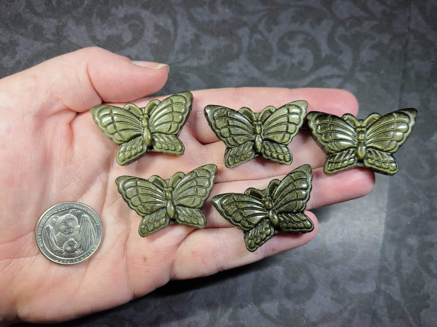 Gold sheen obsidian butterflies