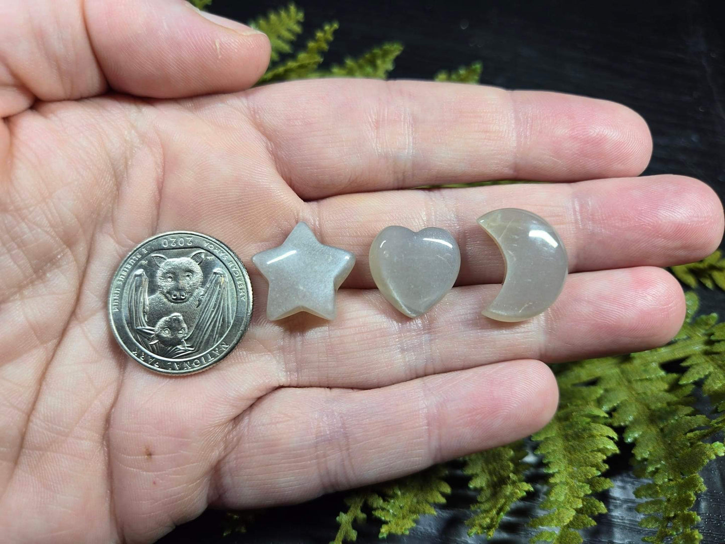 Grey Moonstone Mini Heart, Star or Moon