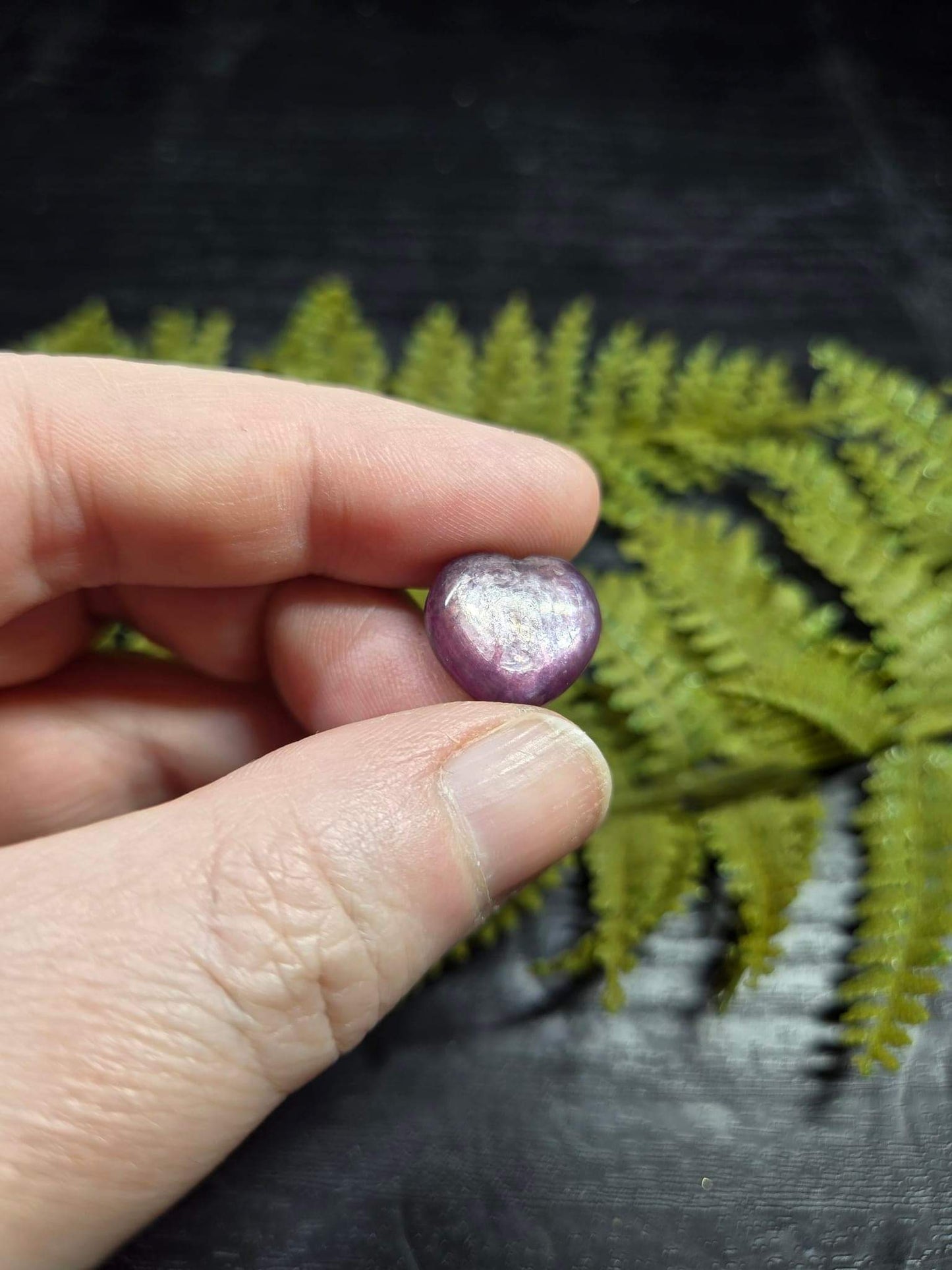 Purple or Green Gem Lepidolite Mini Hearts