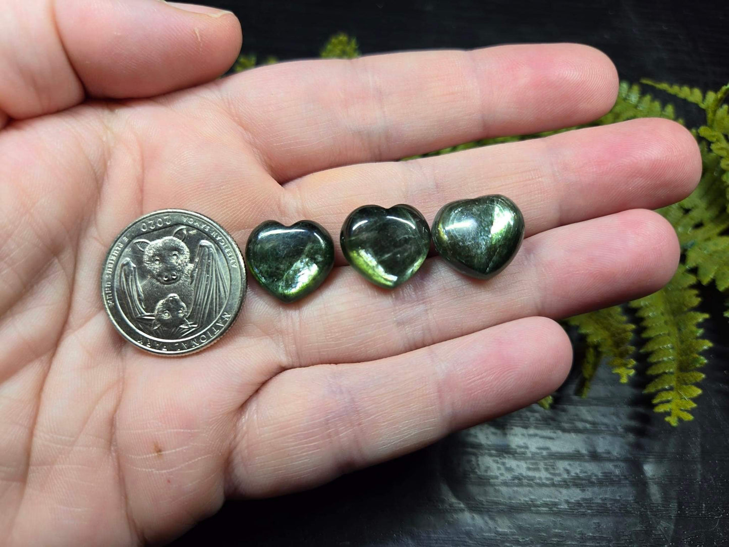 Purple or Green Gem Lepidolite Mini Hearts