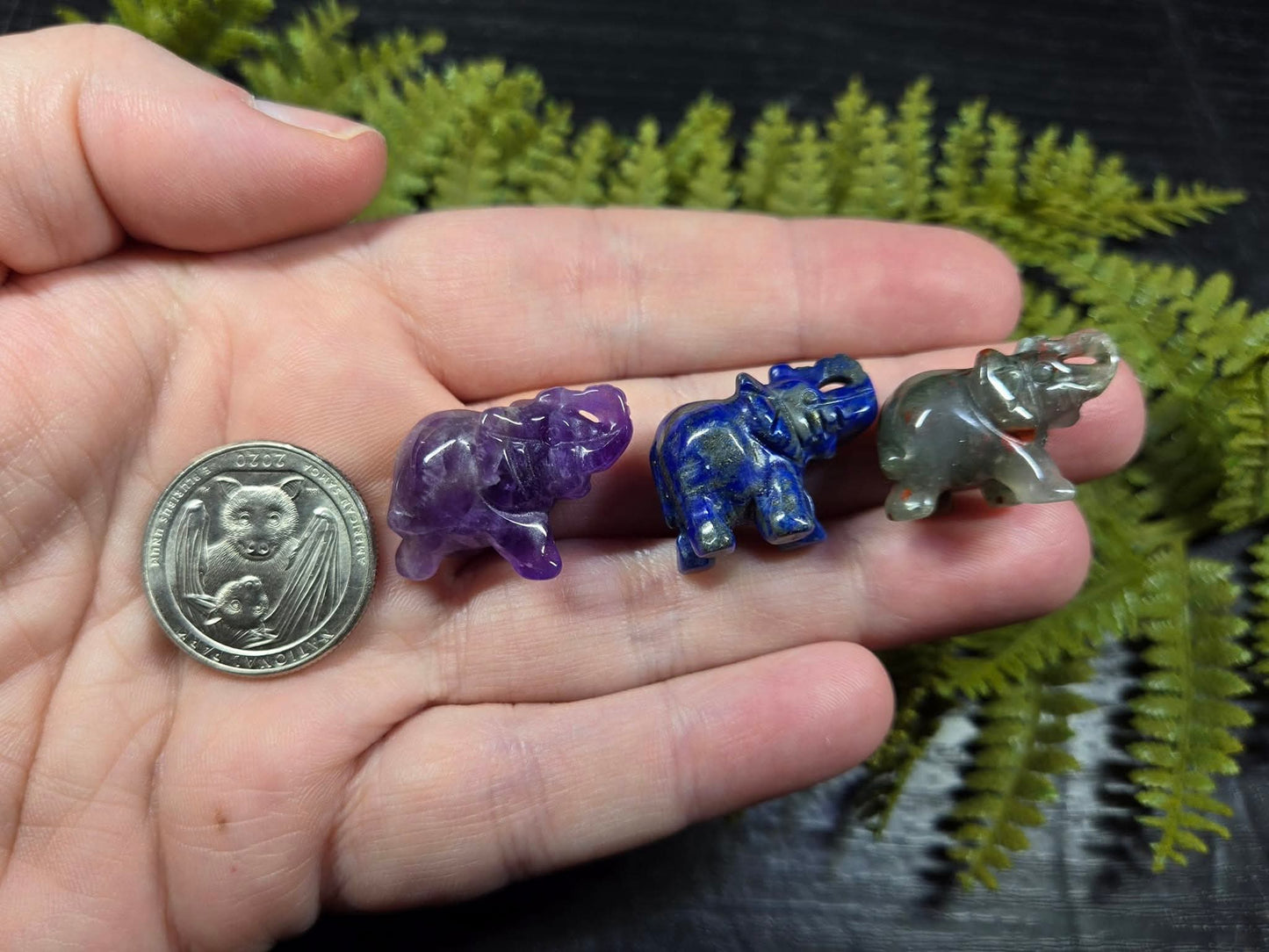 Micro Elephants (Lapis, Amethyst or Bloodstone)