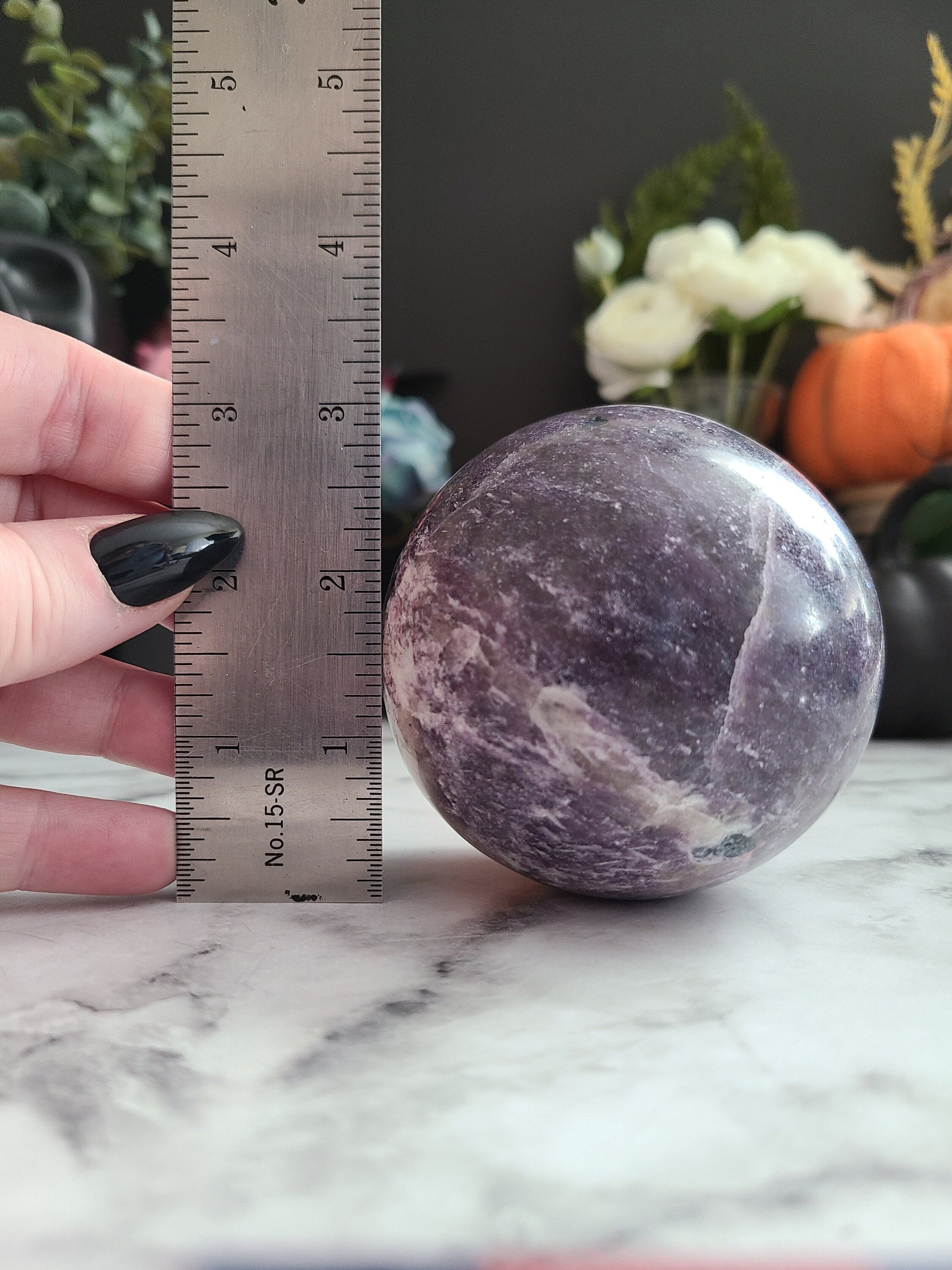 Lepidolite / Unicorn Stone Sphere | High quality, Smokey Quartz, Pink tourmaline, Blue Tourmaline inclusions, XL, Large