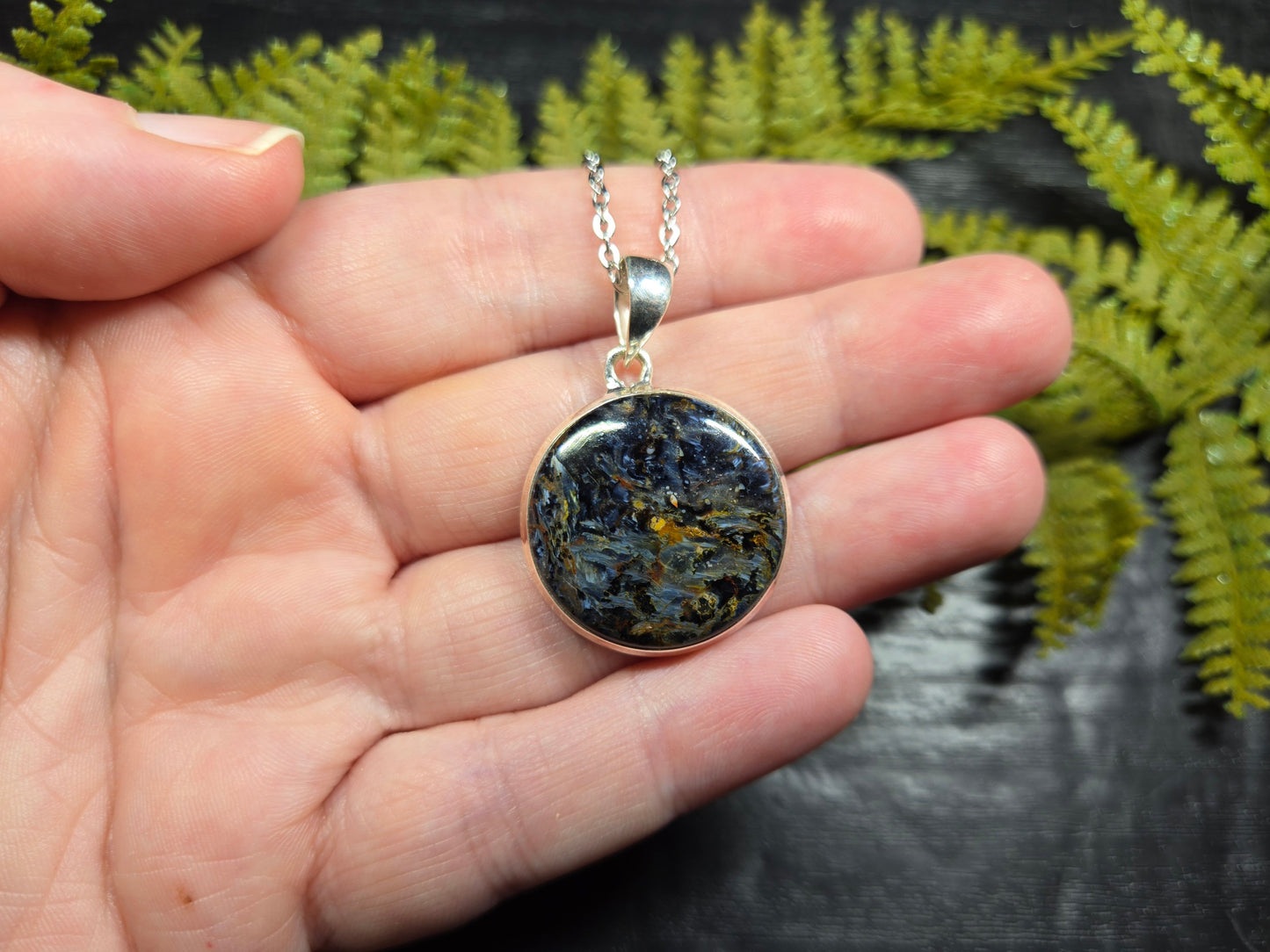 Pietersite Sterling Silver Necklace (round)