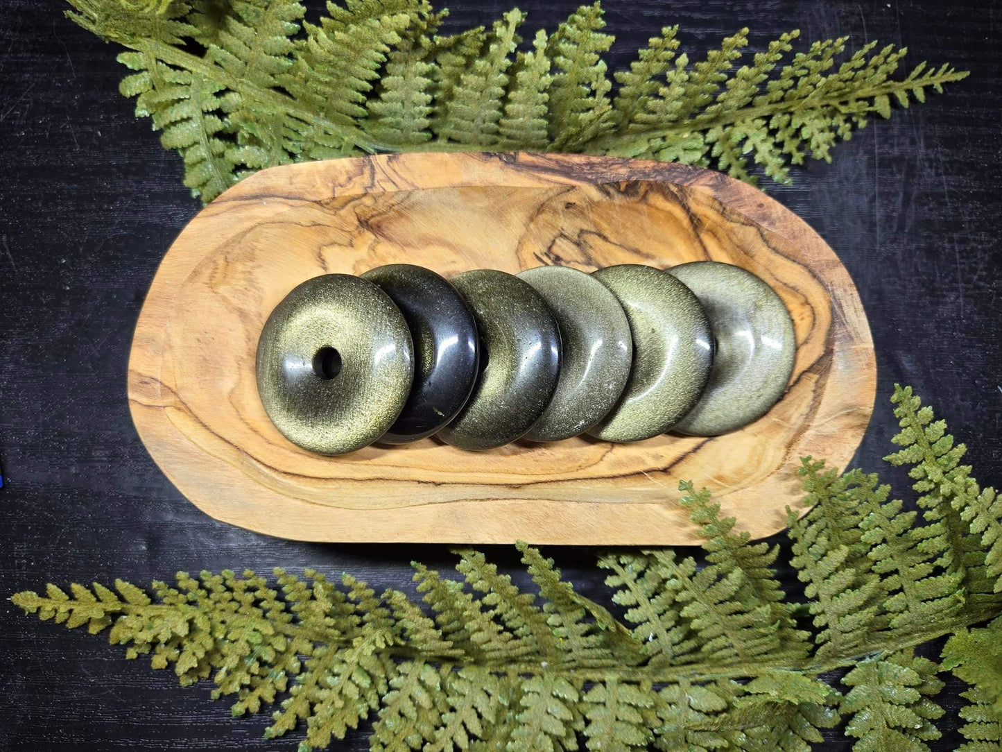 Silver or Gold Sheen Obsidian Donut