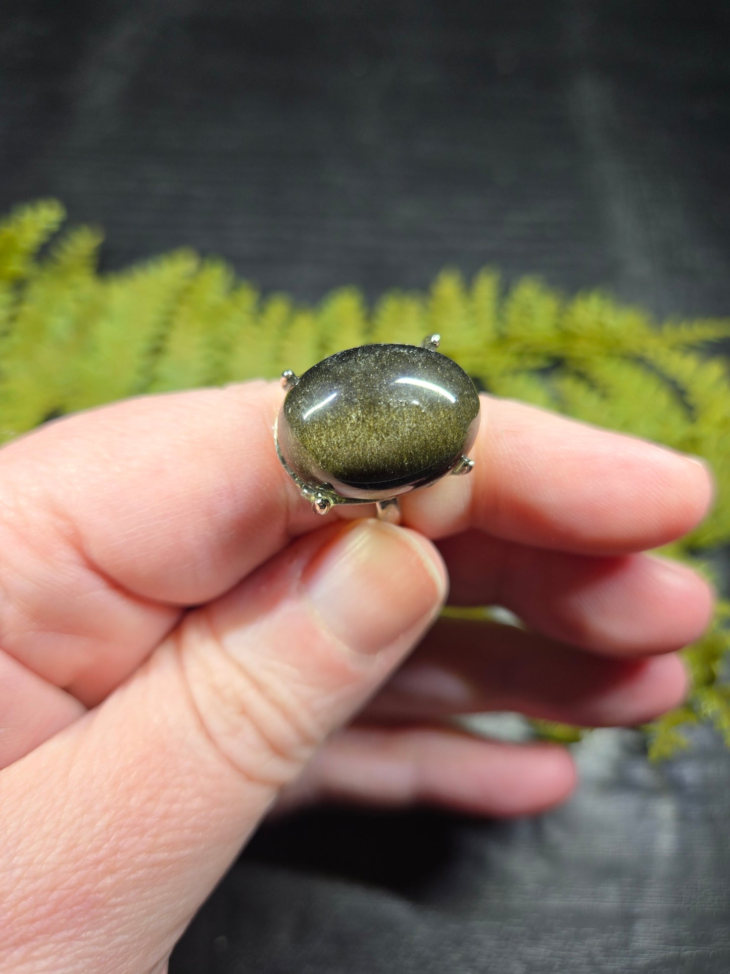 Gold Sheen Obsidian Adjustable Rings