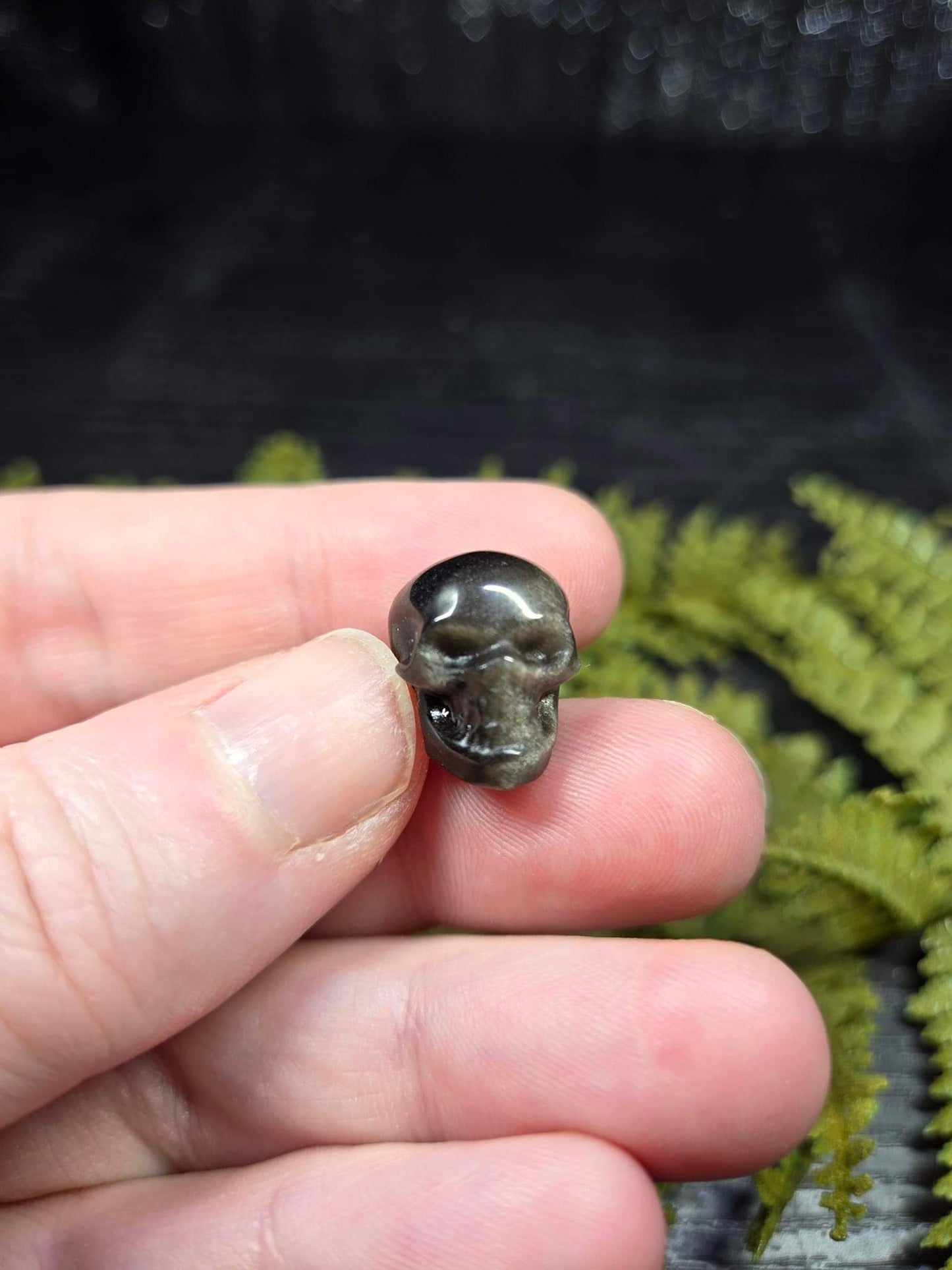 Silver or Gold Sheen Obsidian Micro Skulls