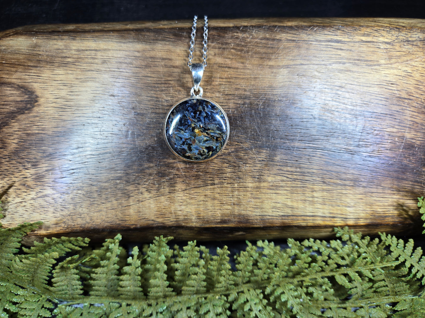 Pietersite Sterling Silver Necklace (round)