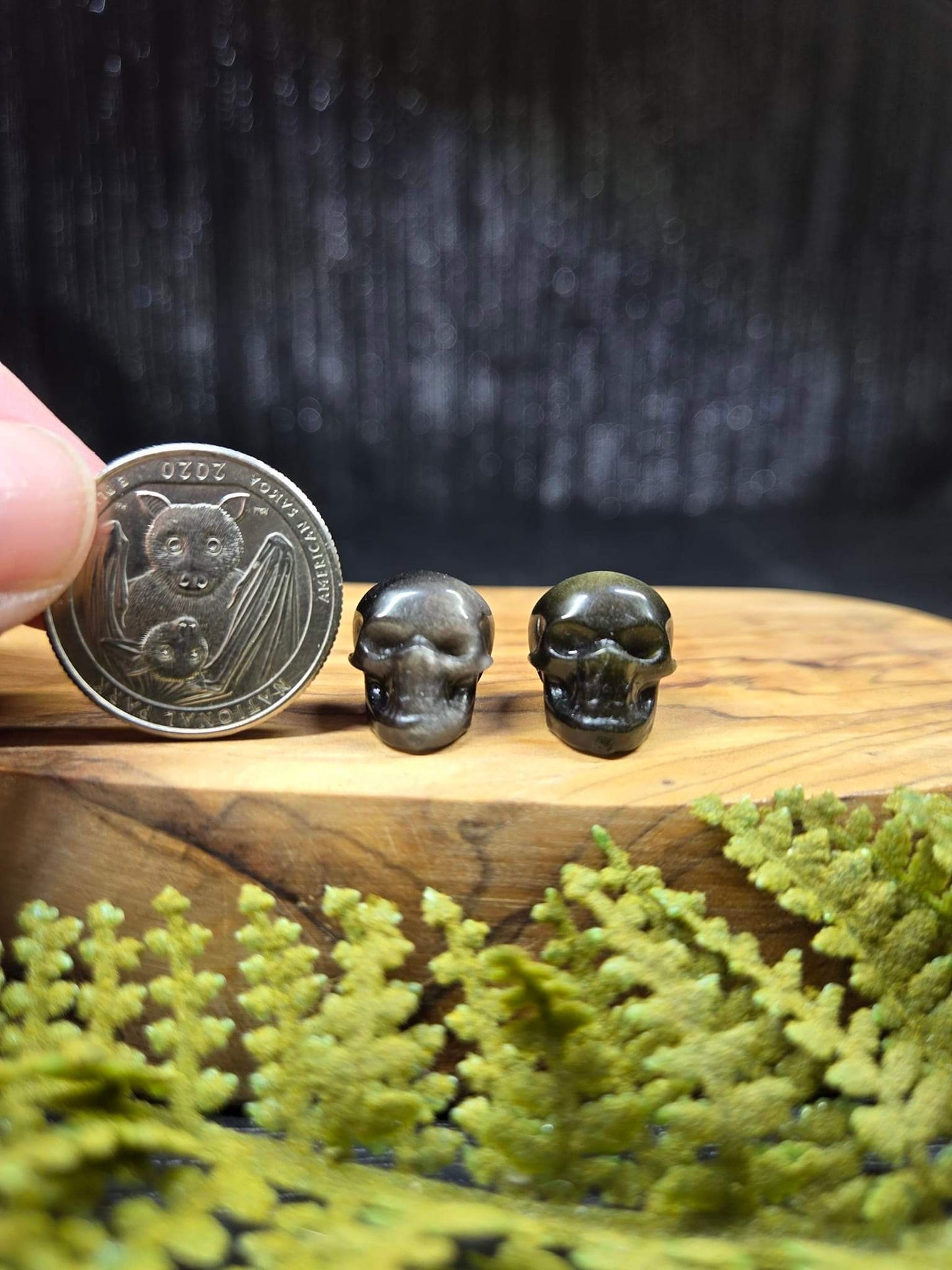 Silver or Gold Sheen Obsidian Micro Skulls