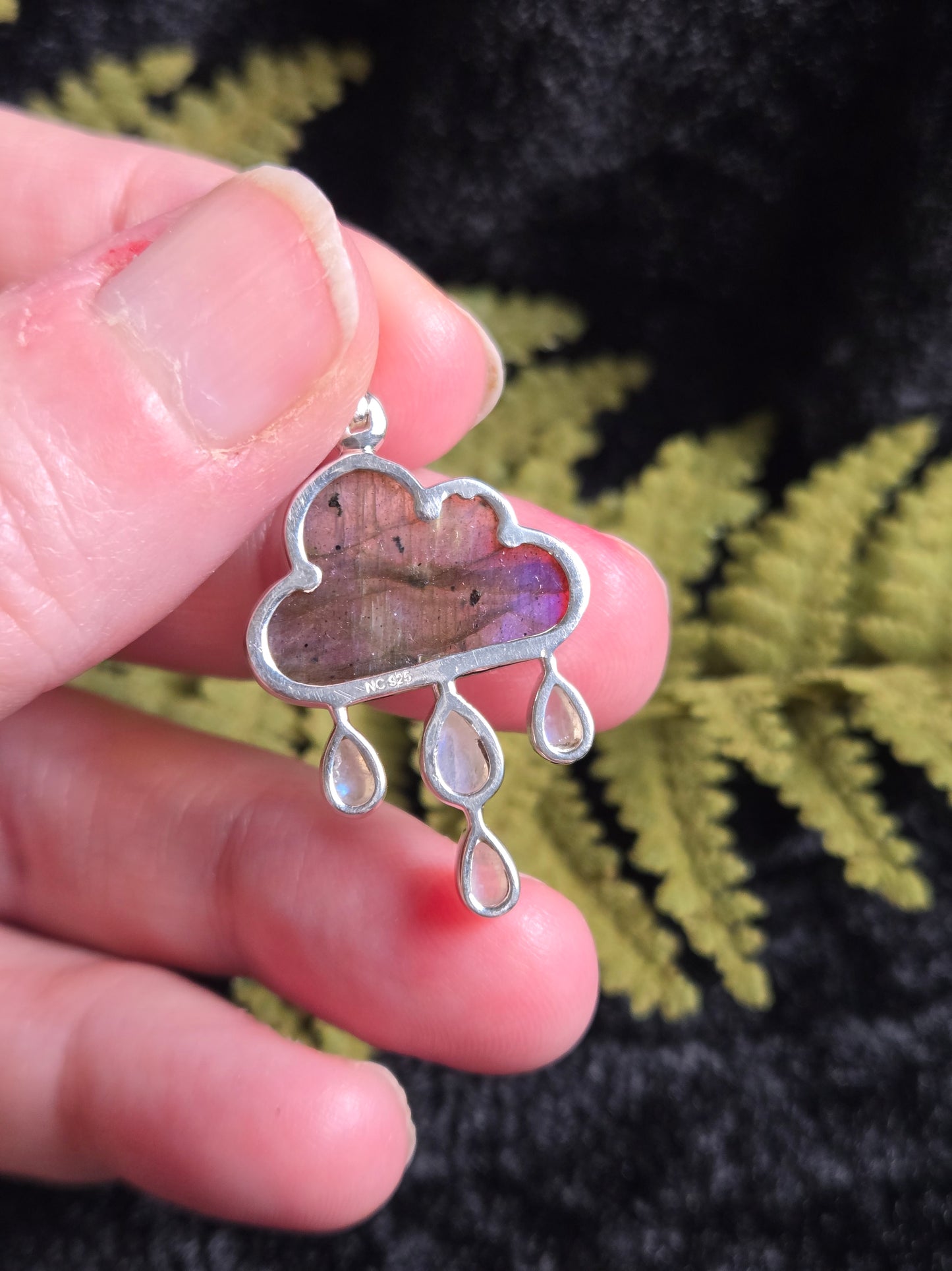 Labradorite Cloud & Moonstone Rain Pendant