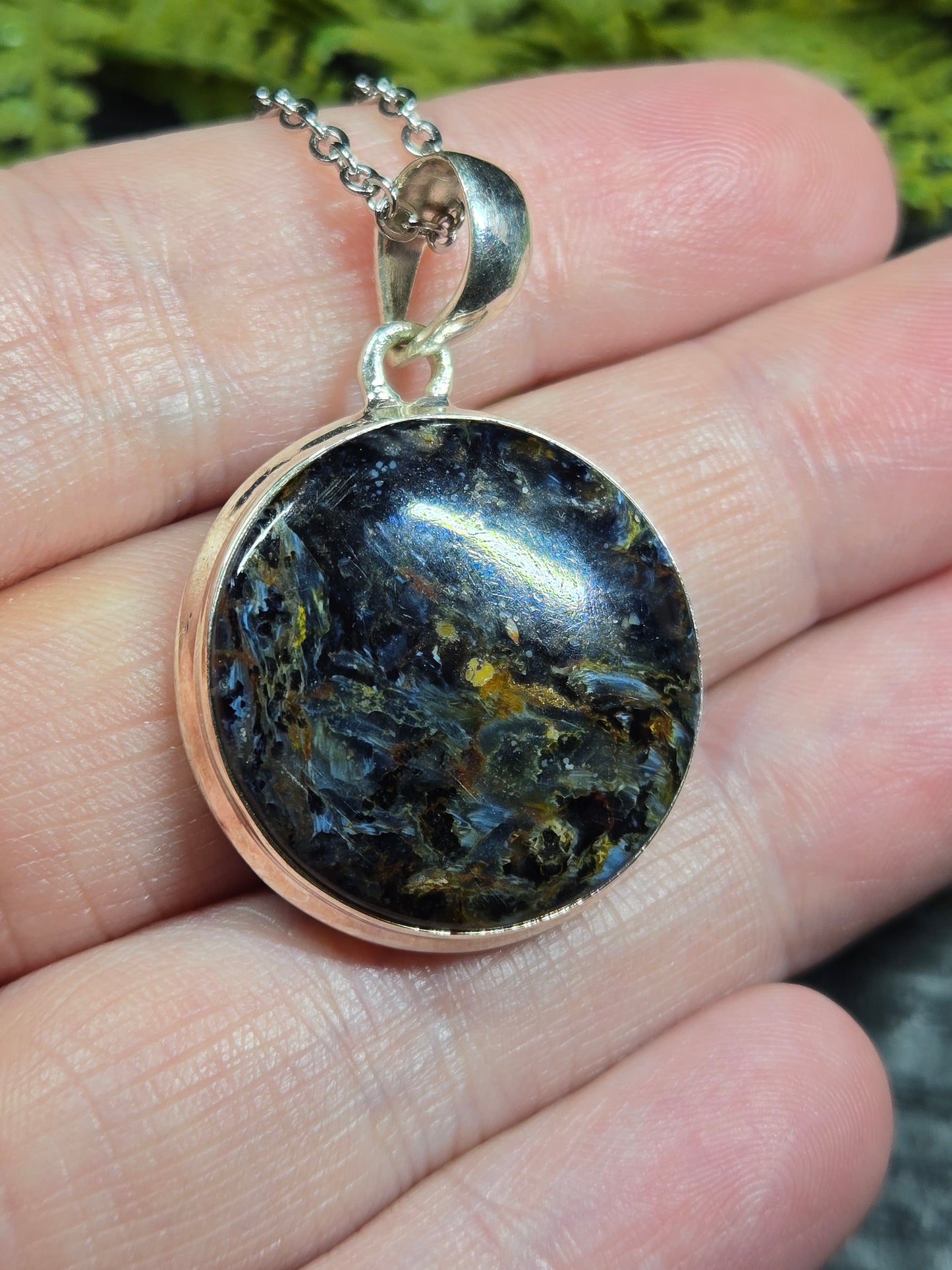 Pietersite Sterling Silver Necklace (round)