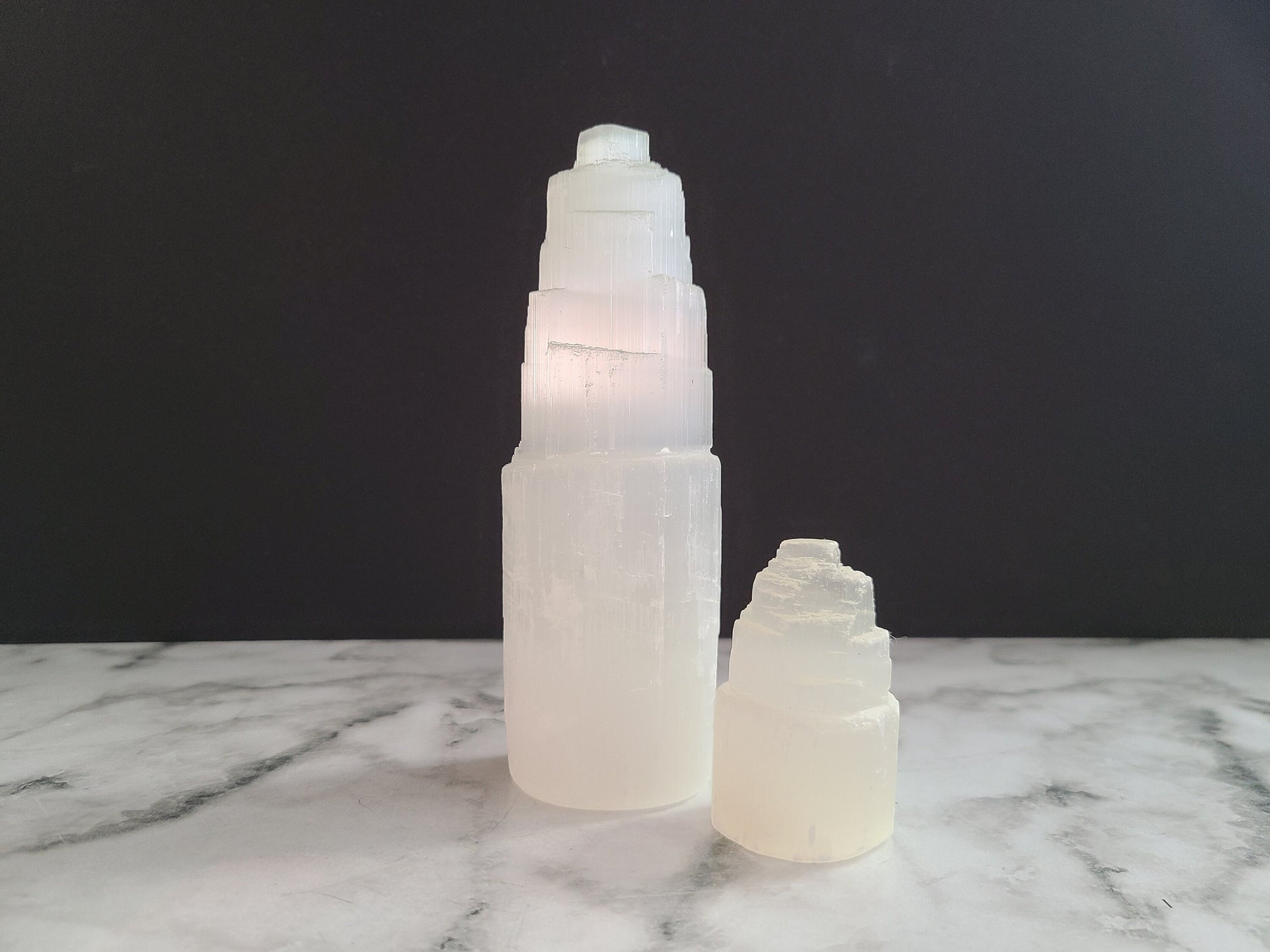 Small Selenite Tower | Satin Spar tiered Tower, Selenite Generator, Selenite Pillar, Raw Selenite, Crystal cleansing, Crystal charging