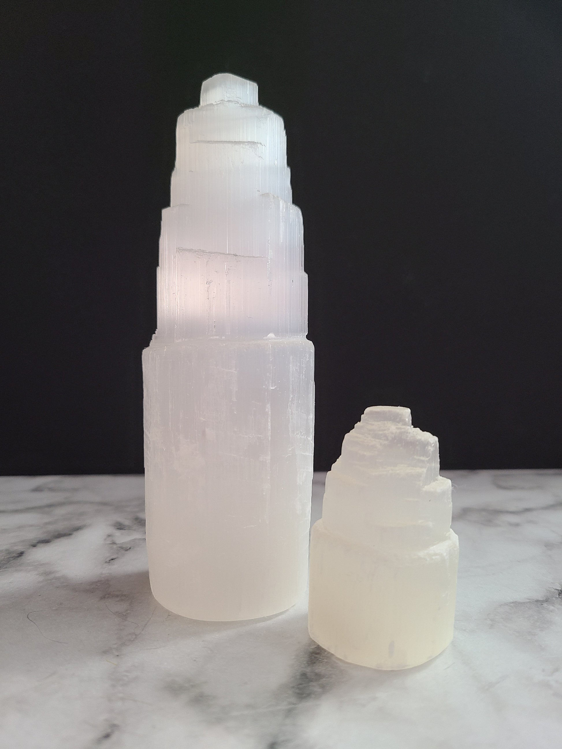 Small Selenite Tower | Satin Spar tiered Tower, Selenite Generator, Selenite Pillar, Raw Selenite, Crystal cleansing, Crystal charging