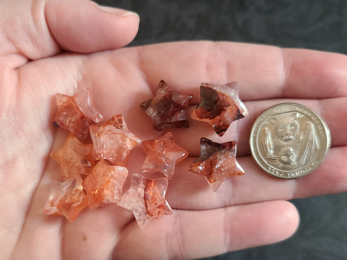 Fire/Hematoid Quartz Mini Hearts, Moons or Stars