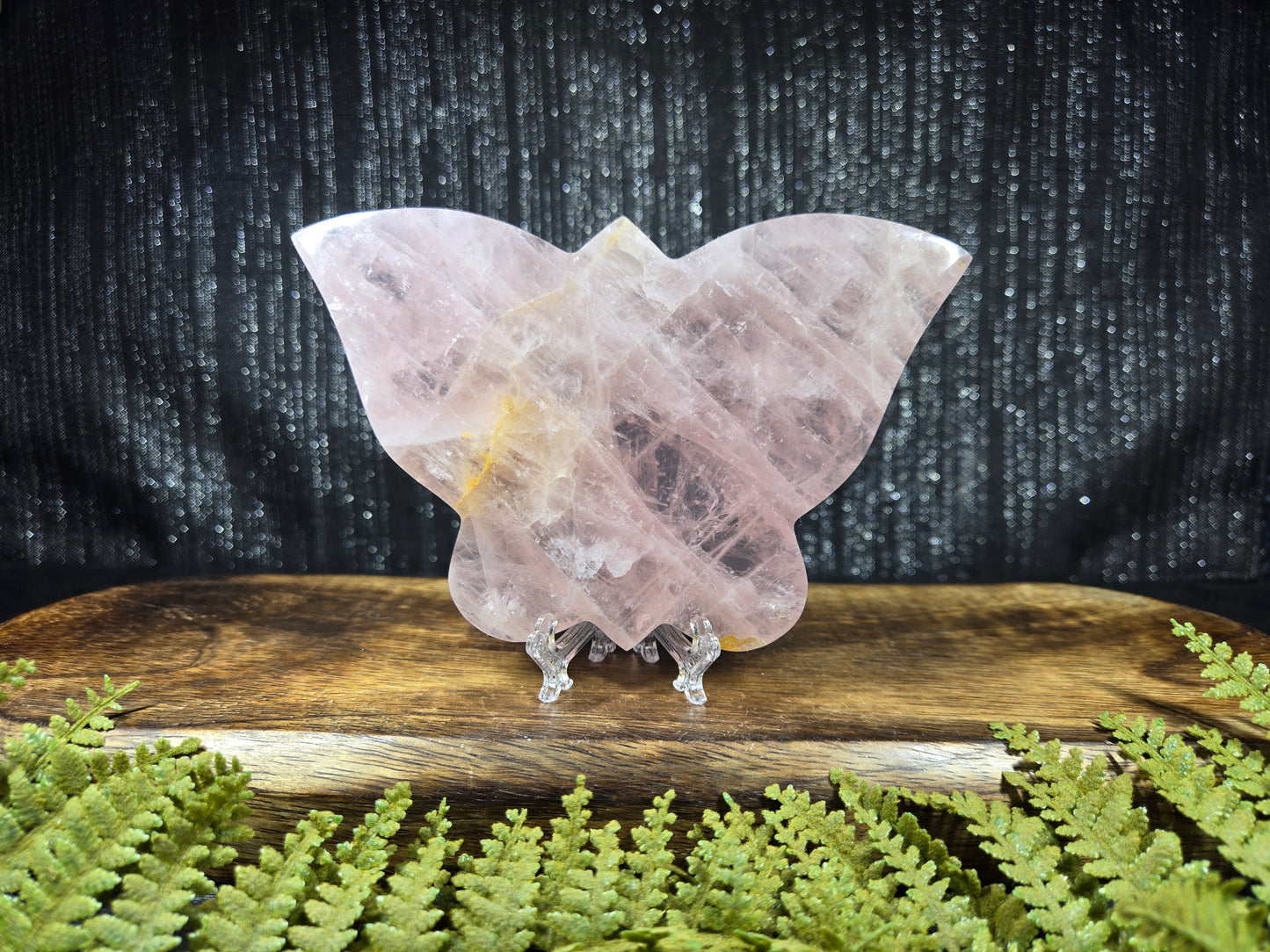 Gem rose quartz butterfly