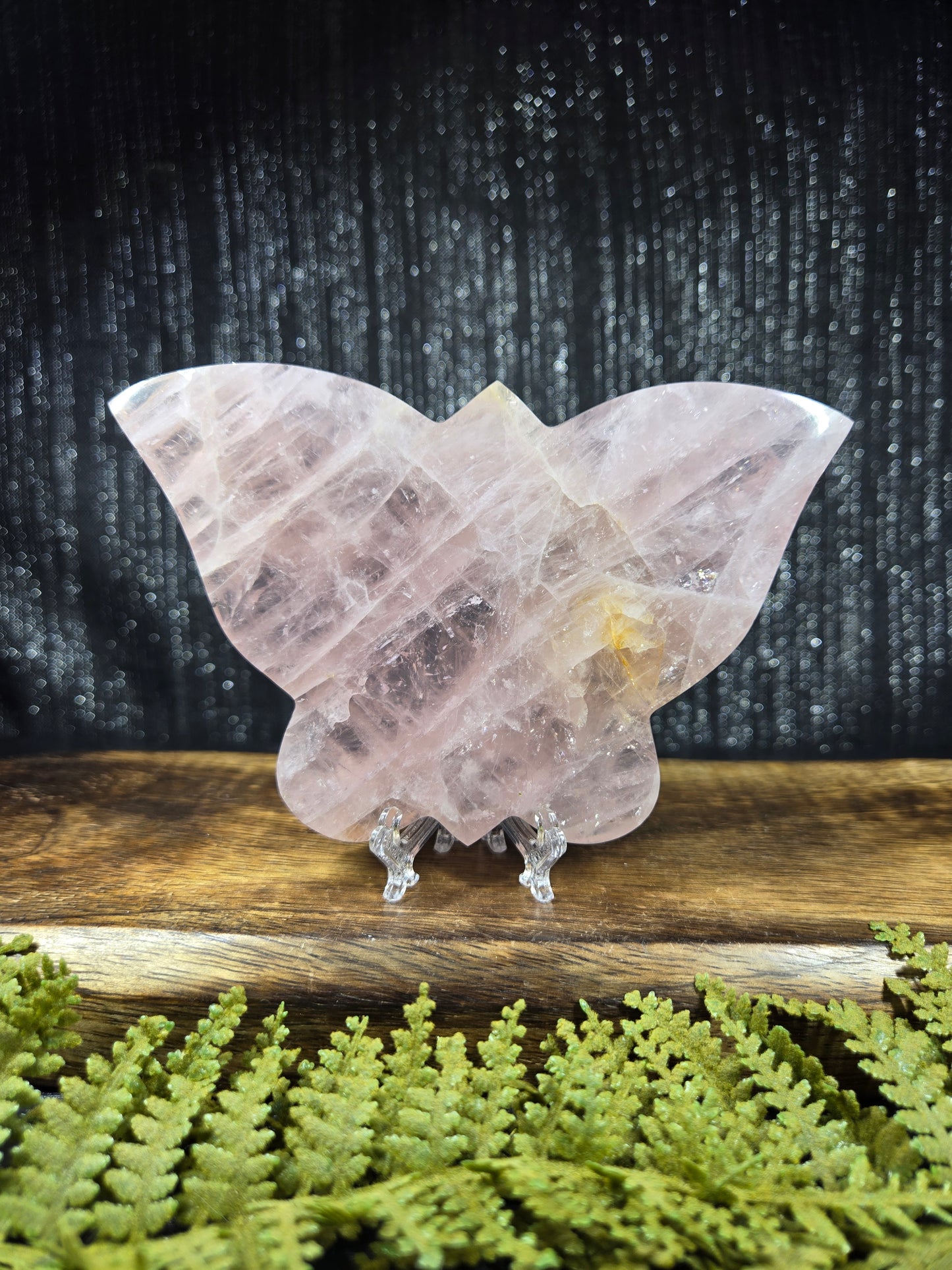 Gem rose quartz butterfly