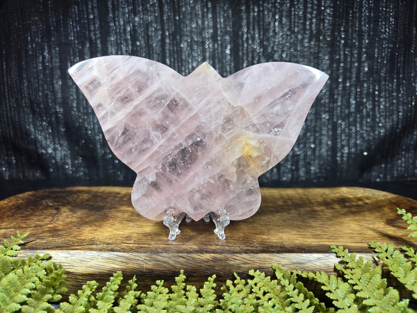 Gem rose quartz butterfly