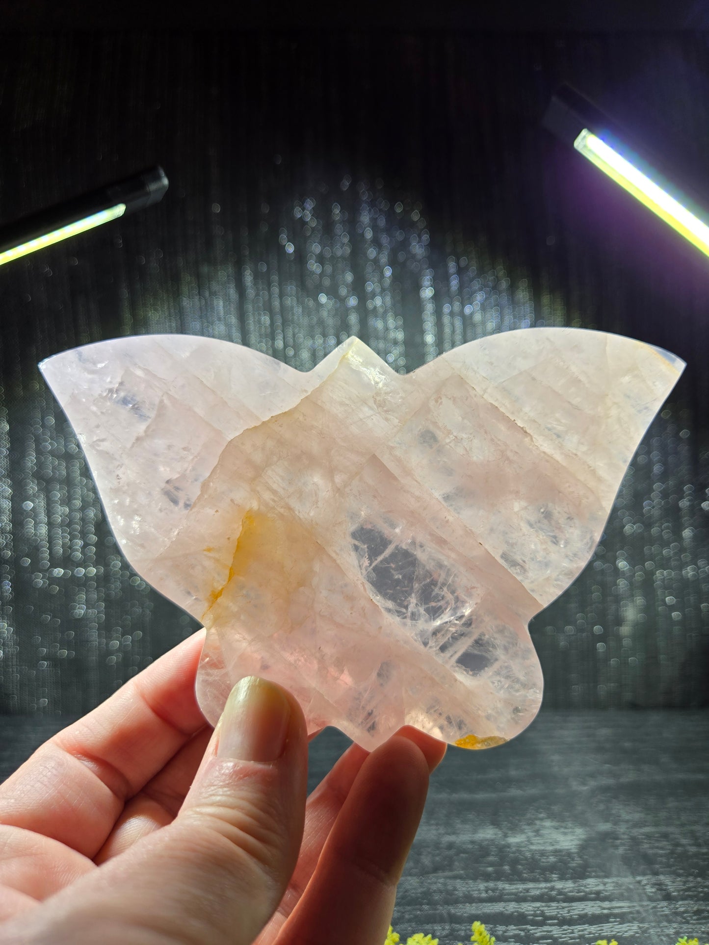 Gem rose quartz butterfly