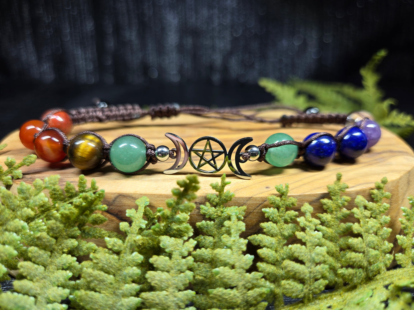 Triple moon & pentacle adjustable bracelets