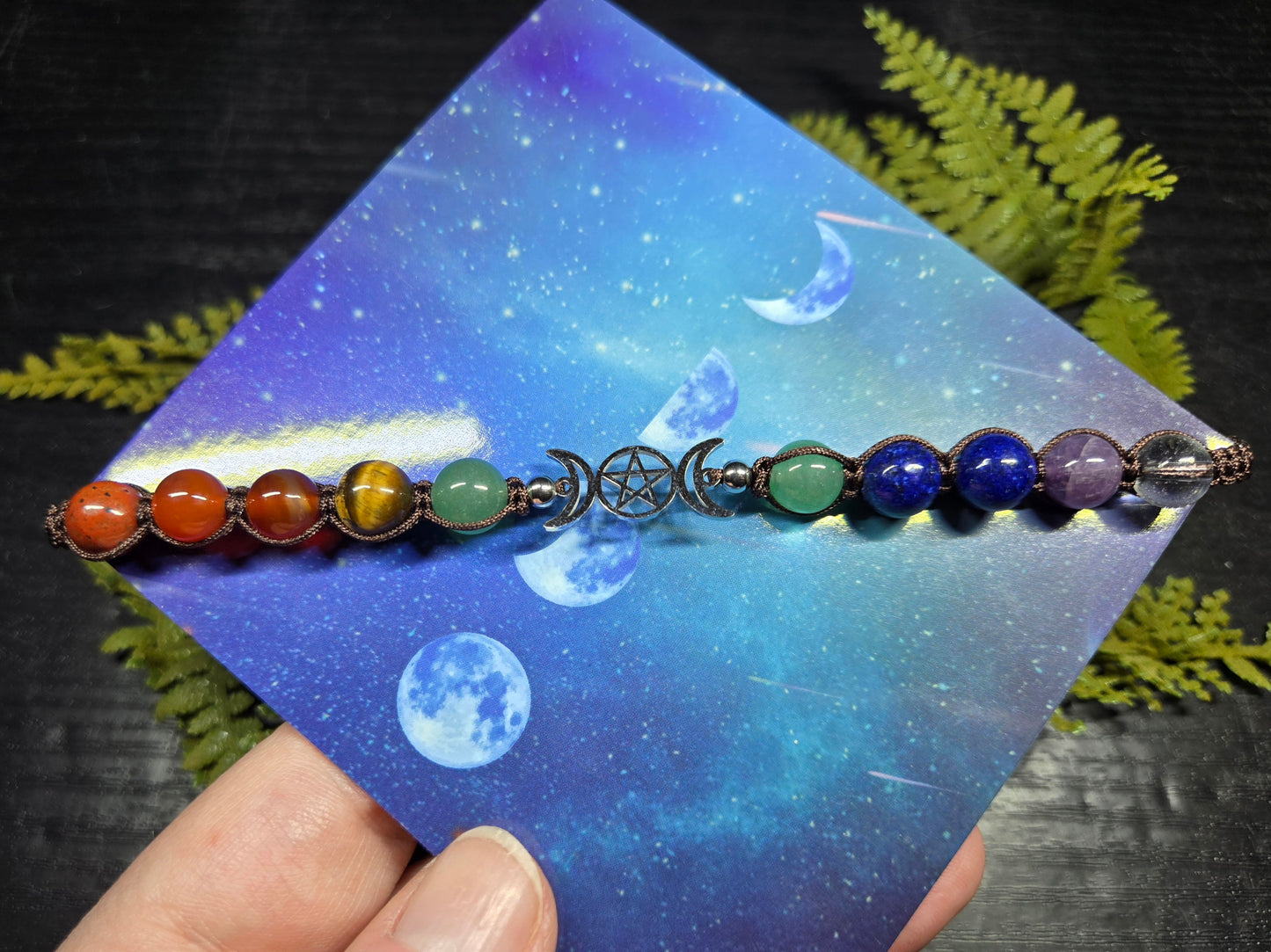 Triple moon & pentacle adjustable bracelets