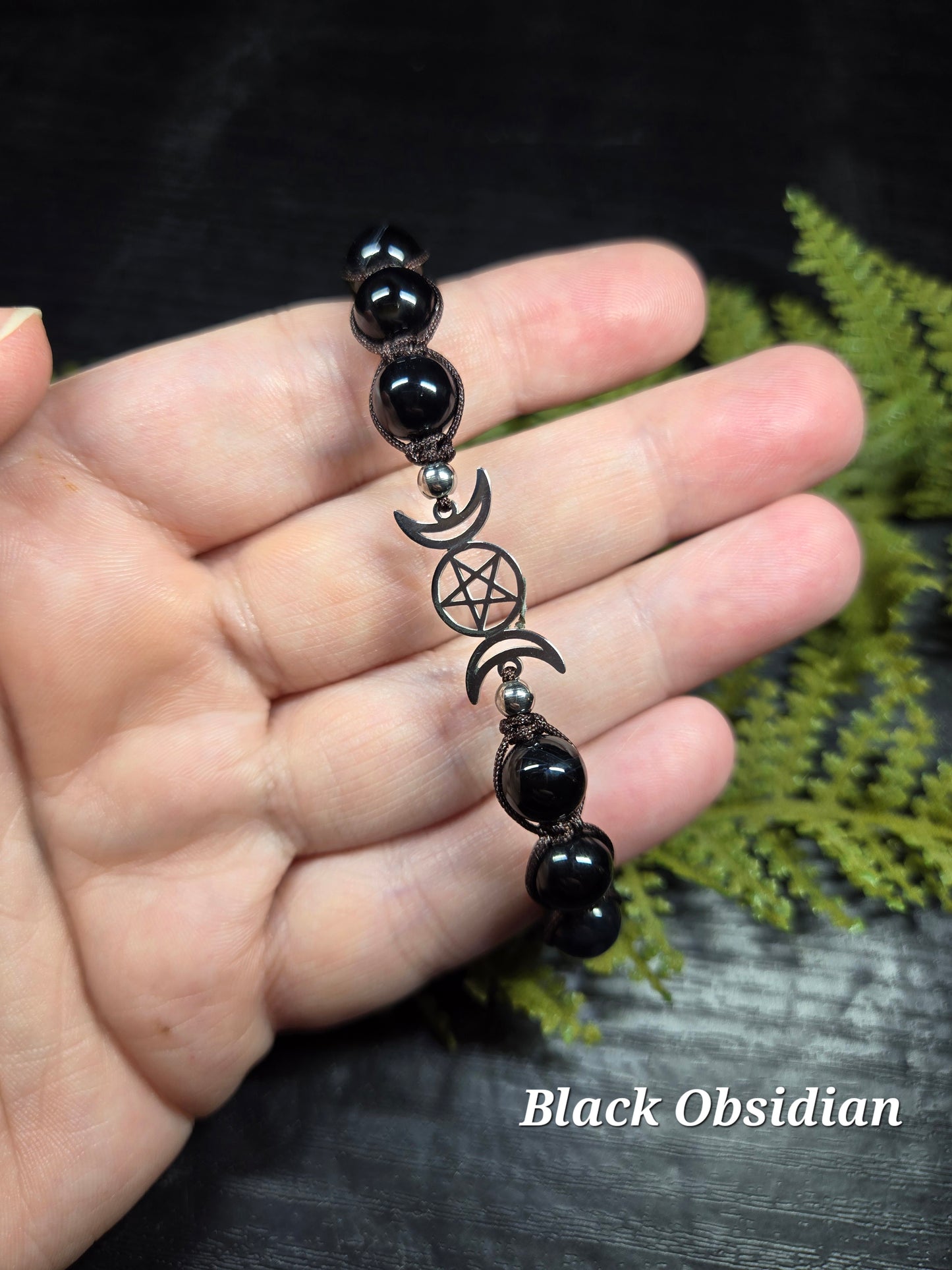 Triple moon & pentacle adjustable bracelets