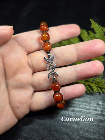 Triple moon & pentacle adjustable bracelets