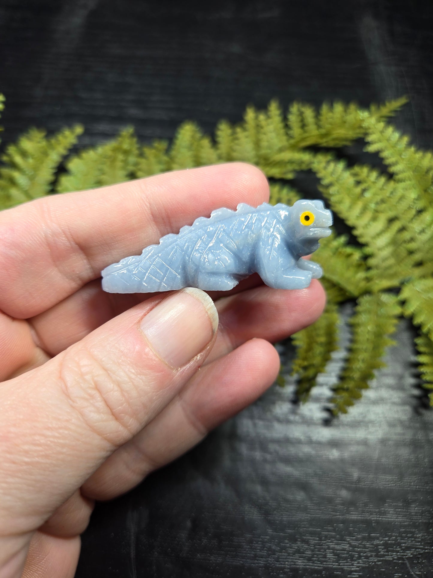 Angelite Iguana Carvings