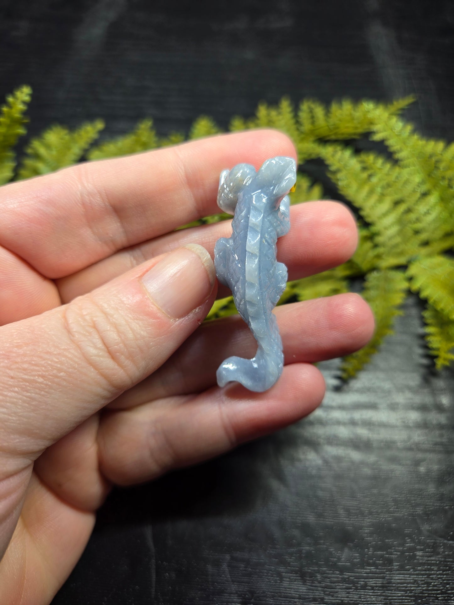 Angelite Iguana Carvings