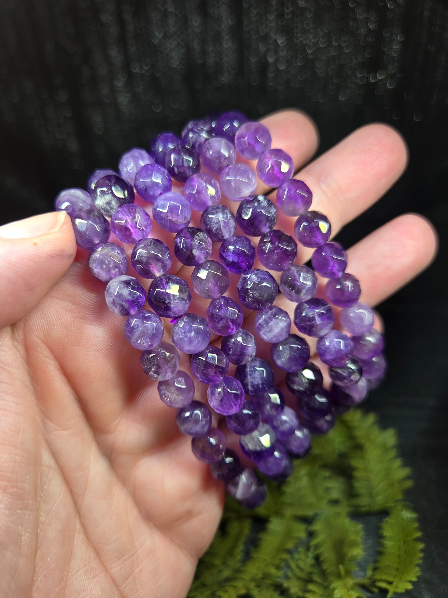 Faceted Amethyst Bracelet 8mm