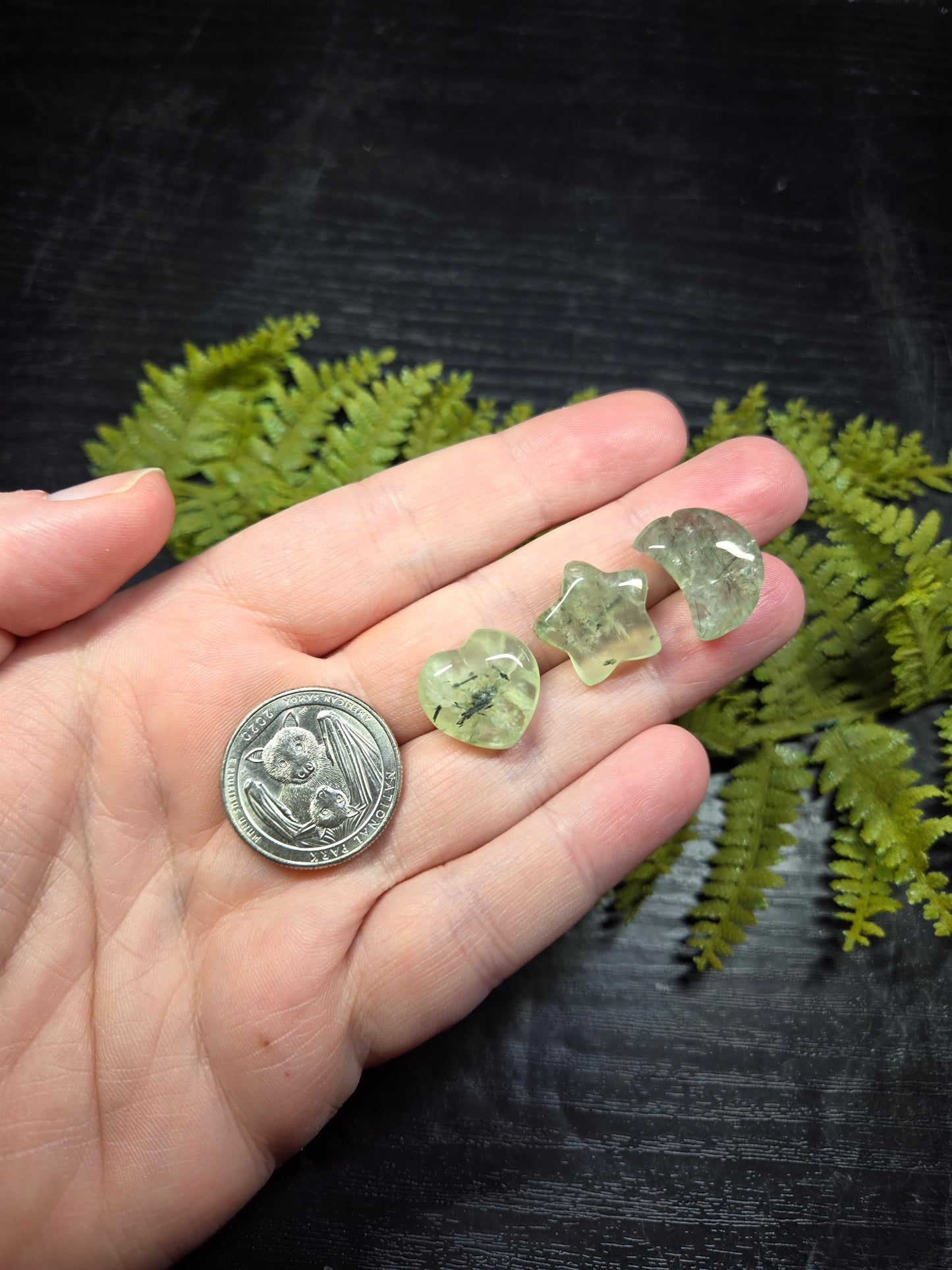 Prehnite & Epidote Mini Heart, Star or Moon