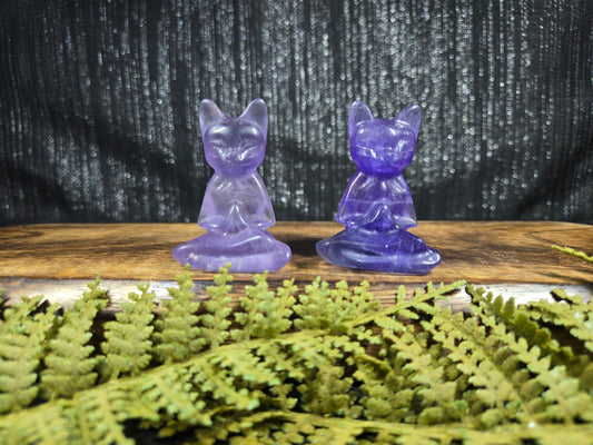Fluorite Meditating Cats