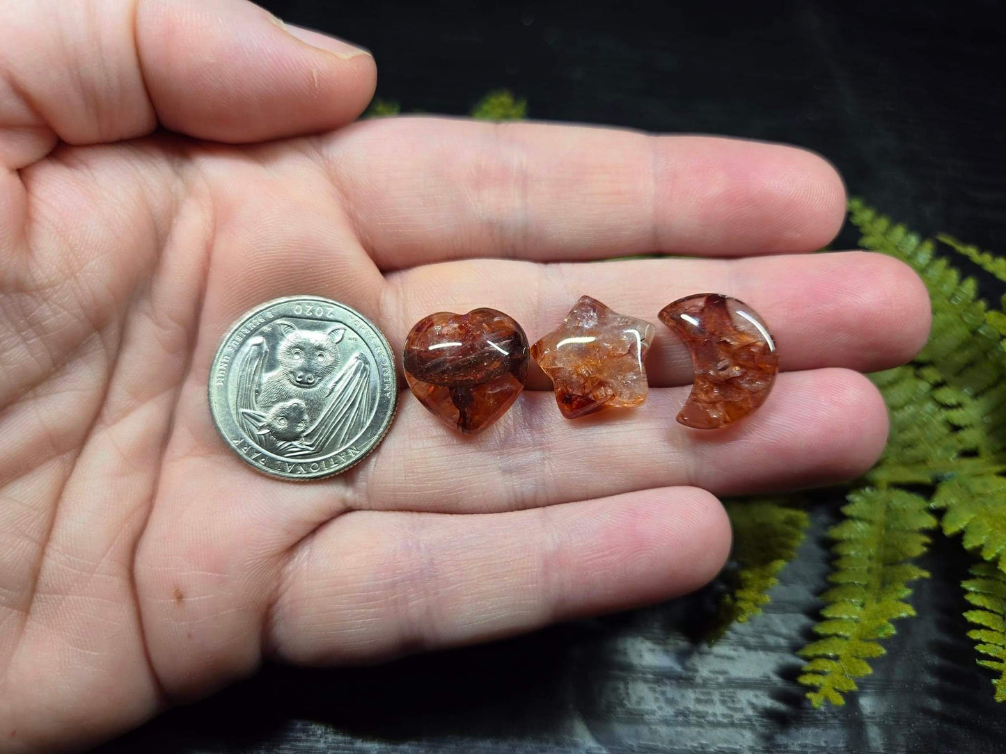 Fire/Hematoid Quartz Mini Hearts, Moons or Stars