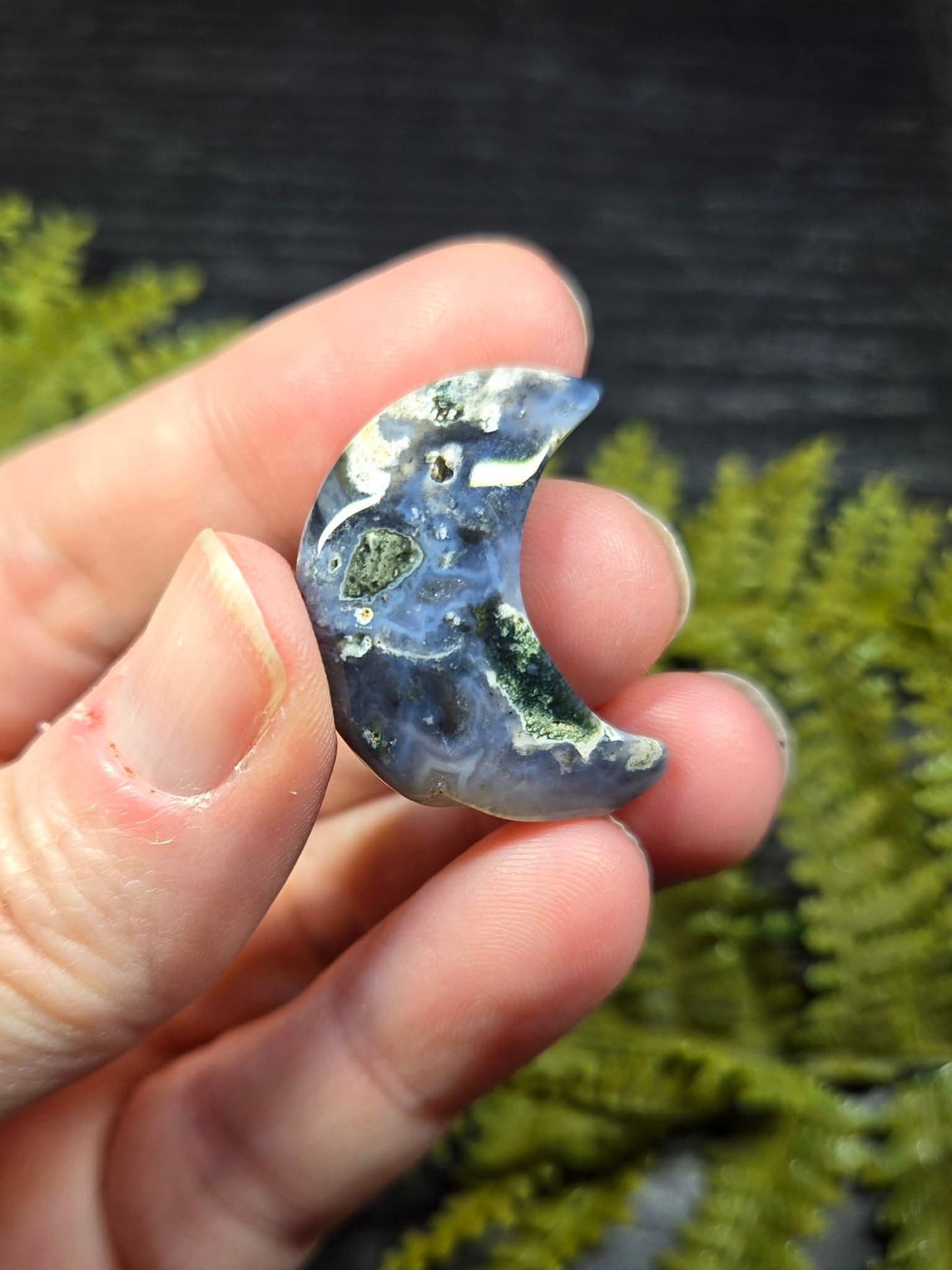 Moss Agate & Ocean Jasper Crescent Moons