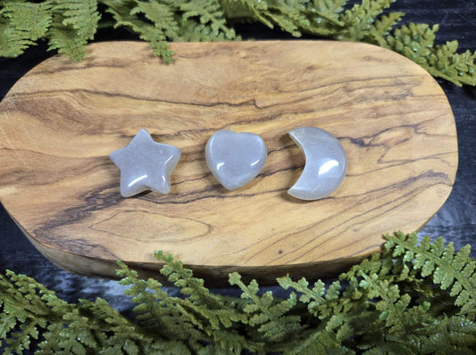 Grey Moonstone Mini Heart, Star or Moon