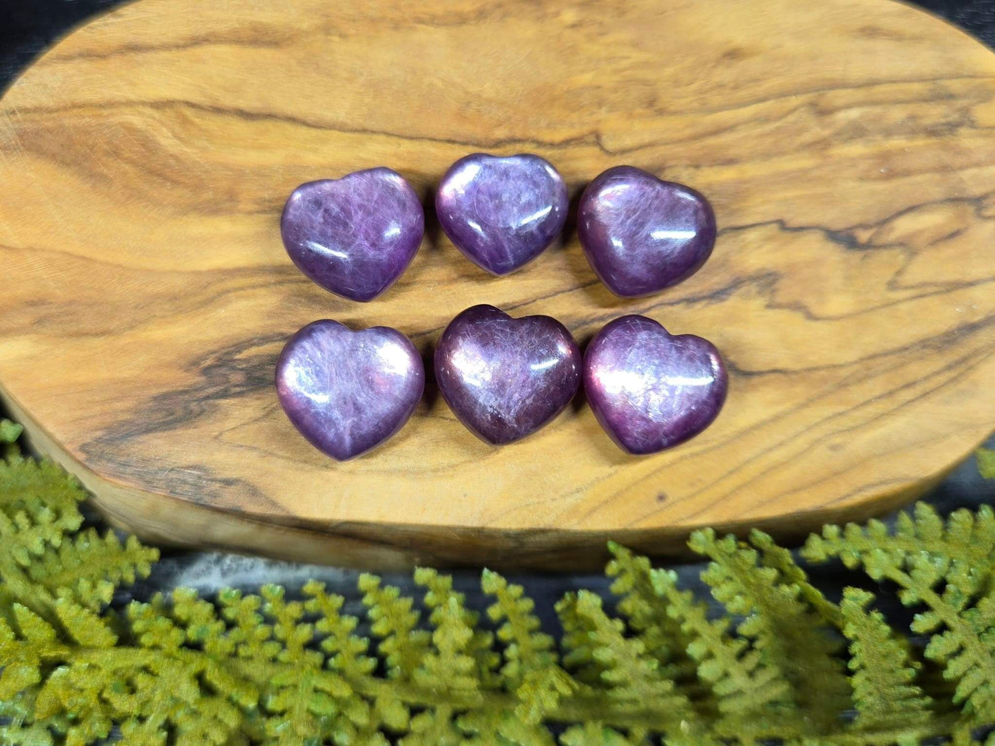 Purple or Green Gem Lepidolite Mini Hearts