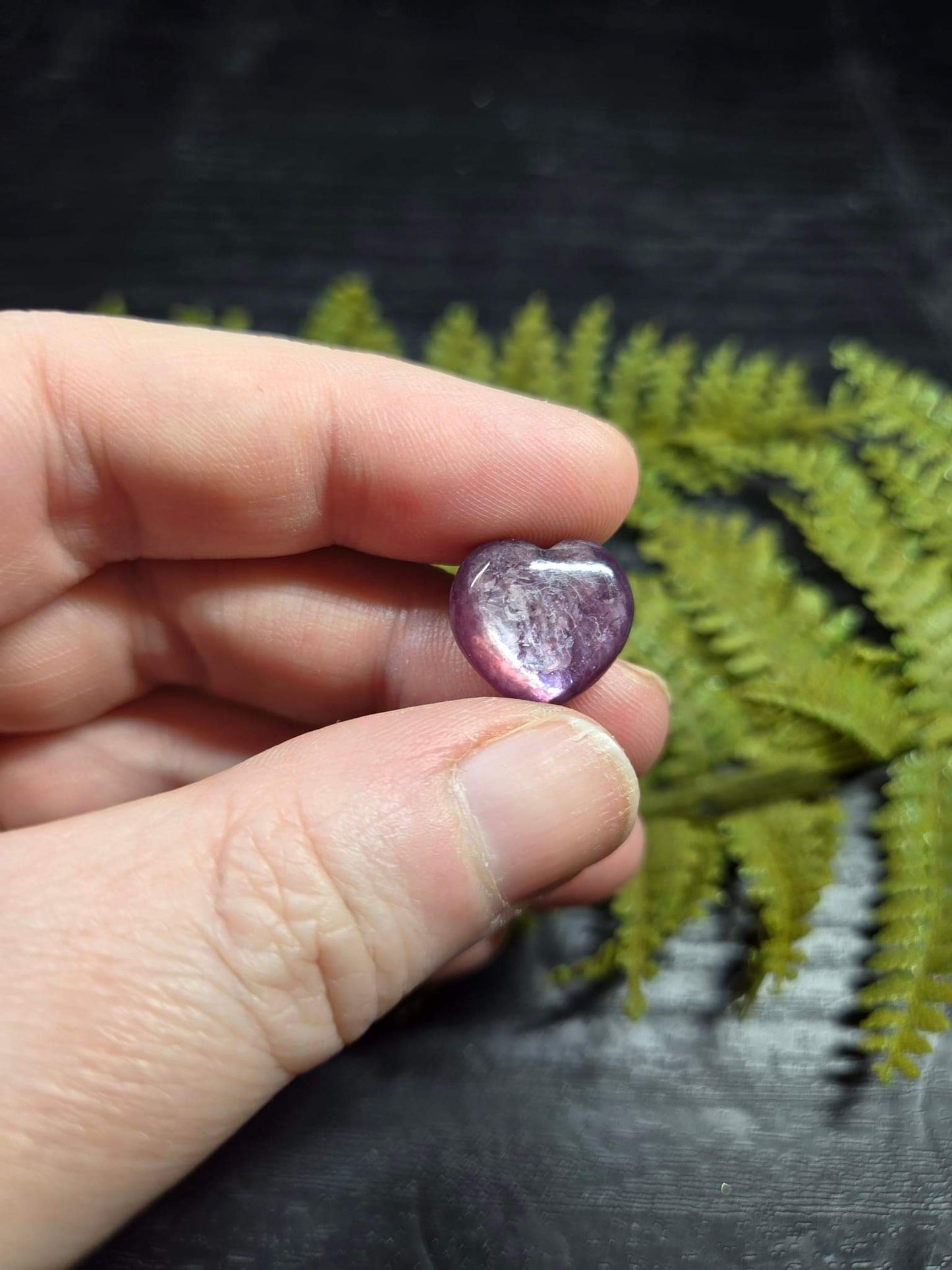 Purple or Green Gem Lepidolite Mini Hearts