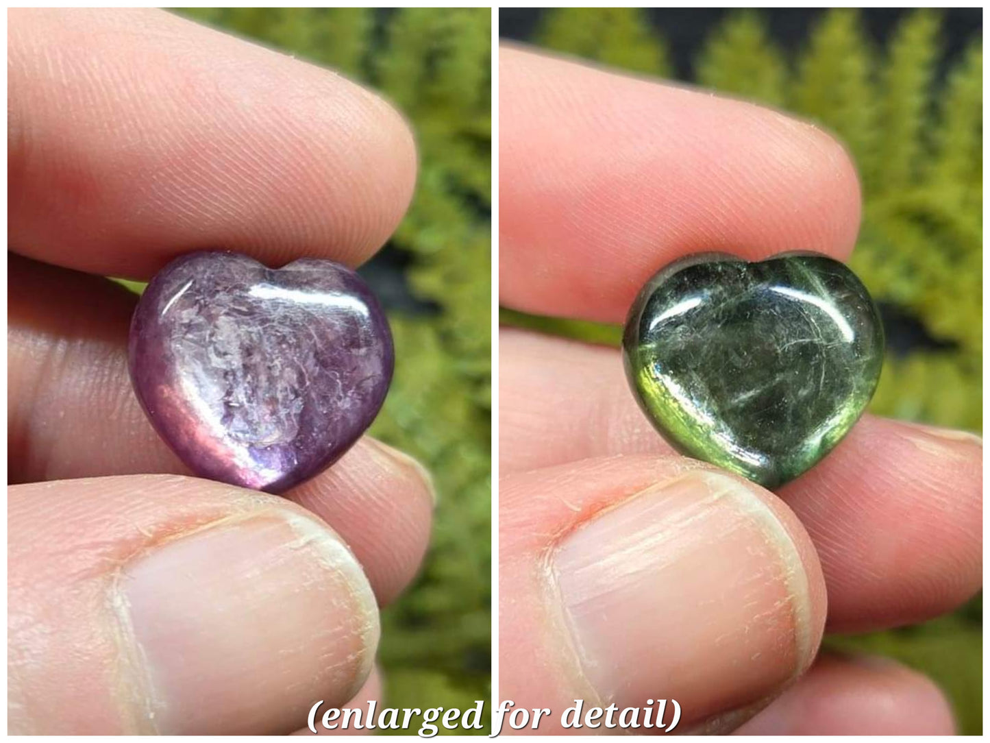 Purple or Green Gem Lepidolite Mini Hearts