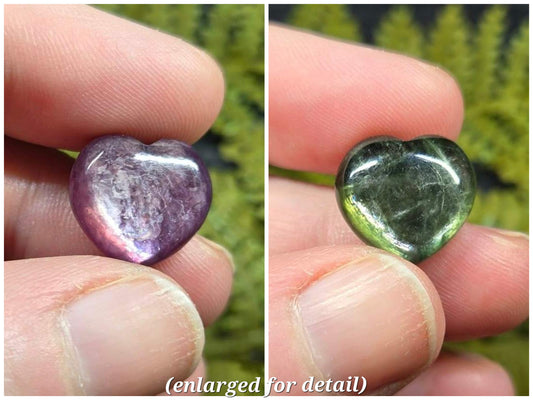 Purple or Green Gem Lepidolite Mini Hearts