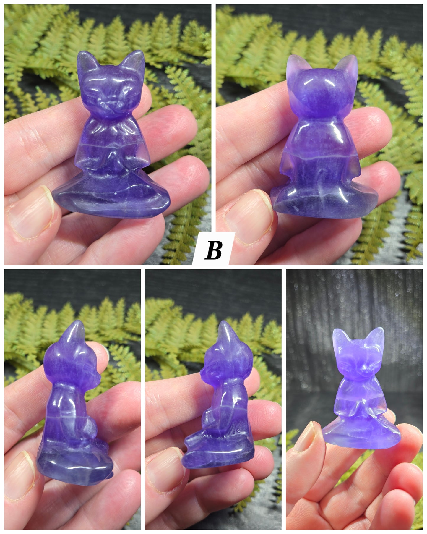 Fluorite Meditating Cats