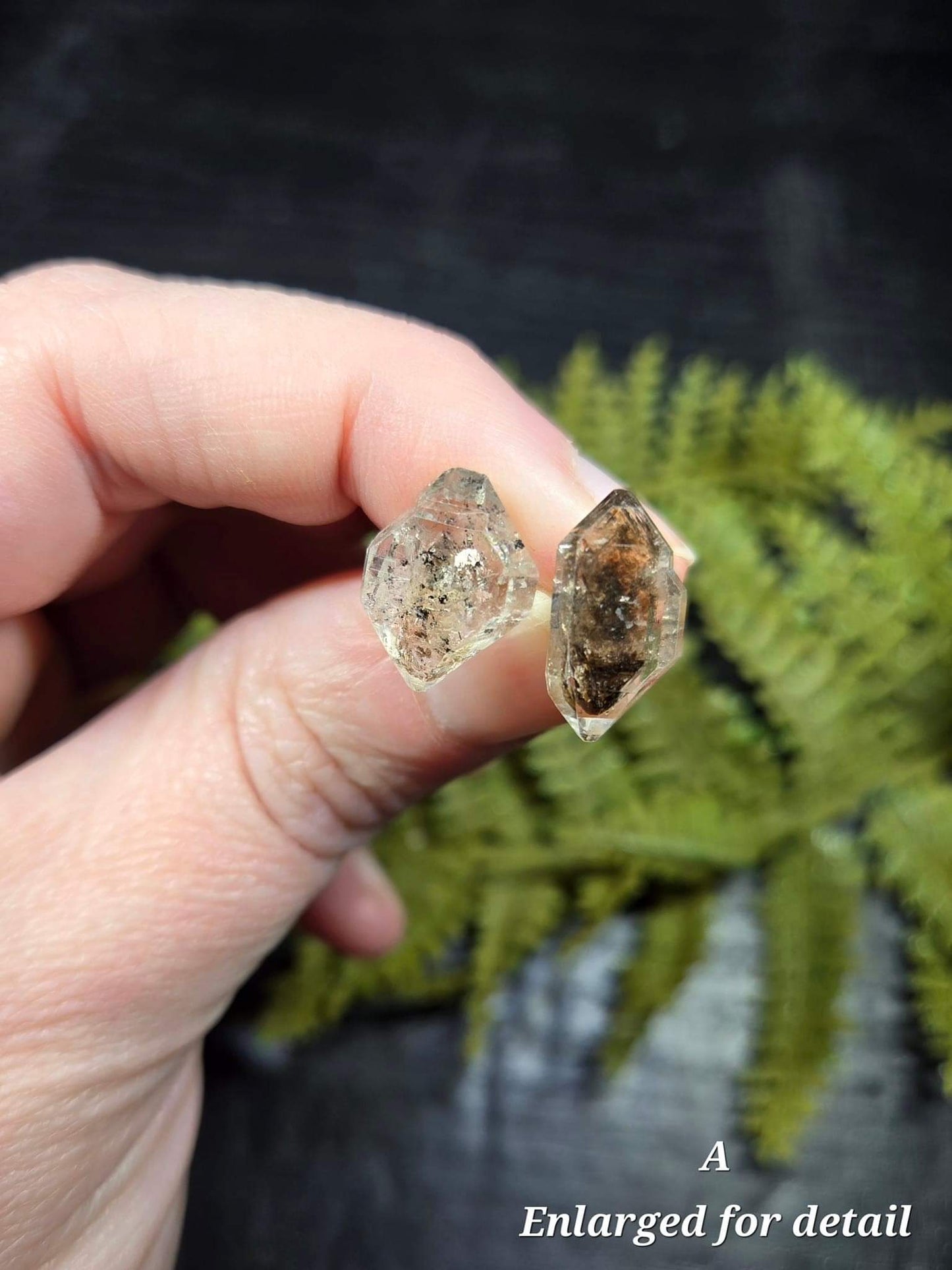 Herkimer Diamond (w/Carbon inclusions) Stud Earrings