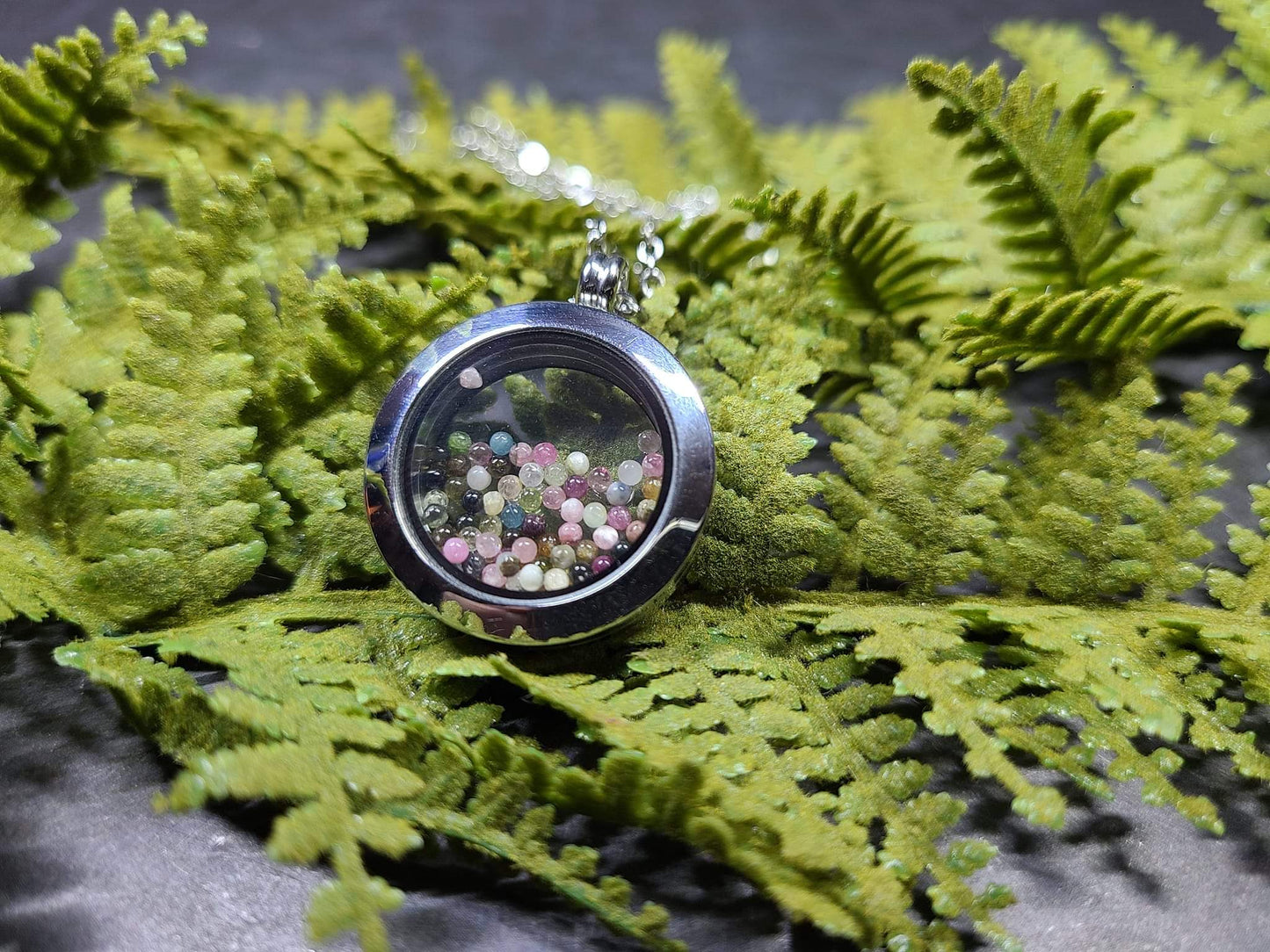 Tourmaline Filled Locket Necklaces