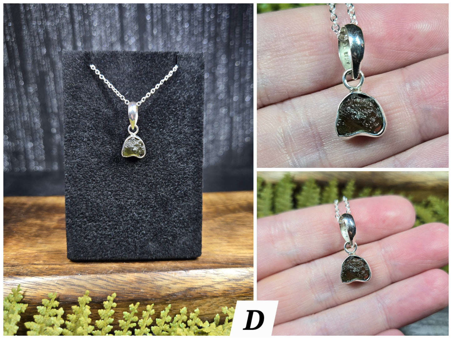 Moldavite Necklaces (with silver chain)